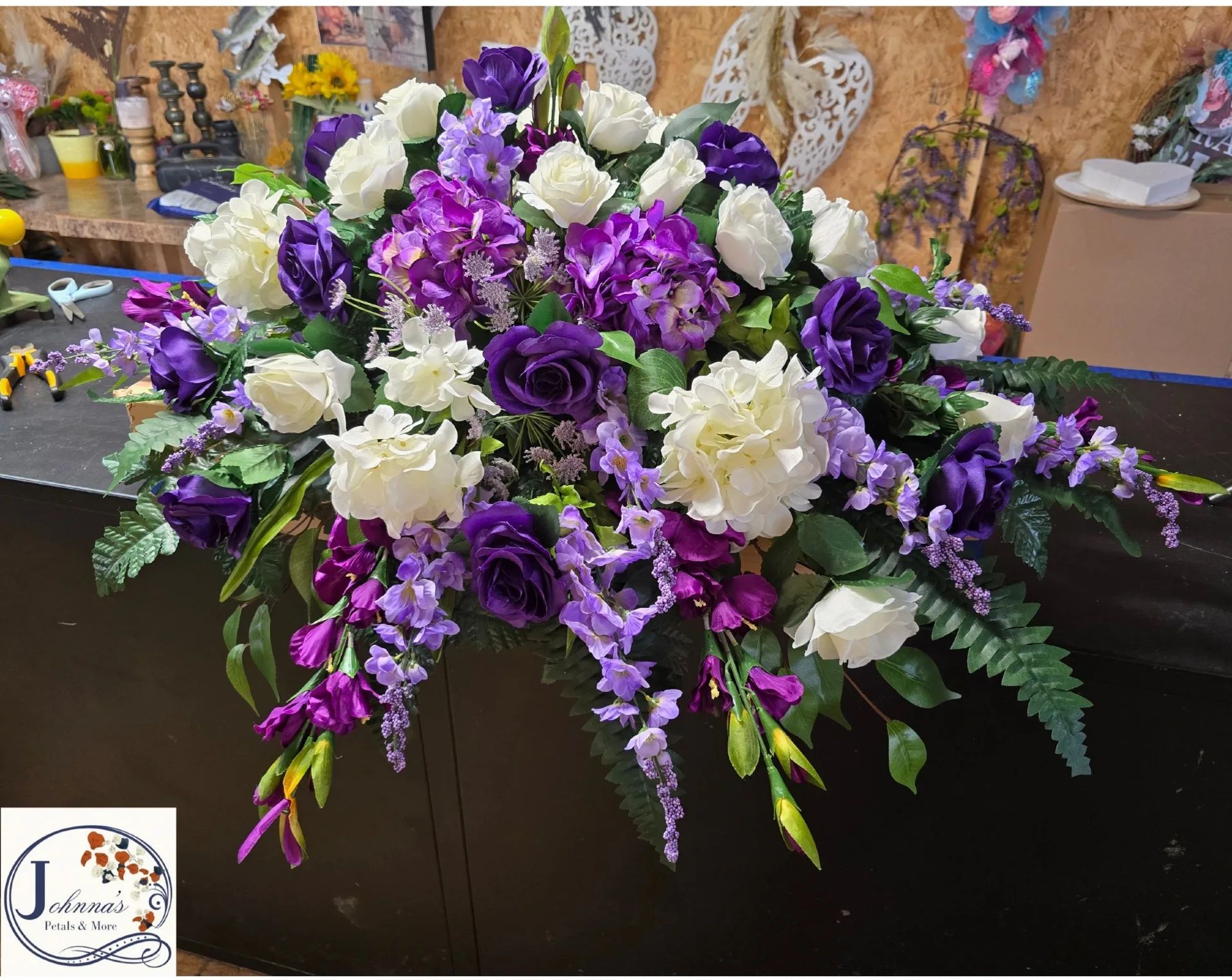Purple Queen Silk Casket Spray