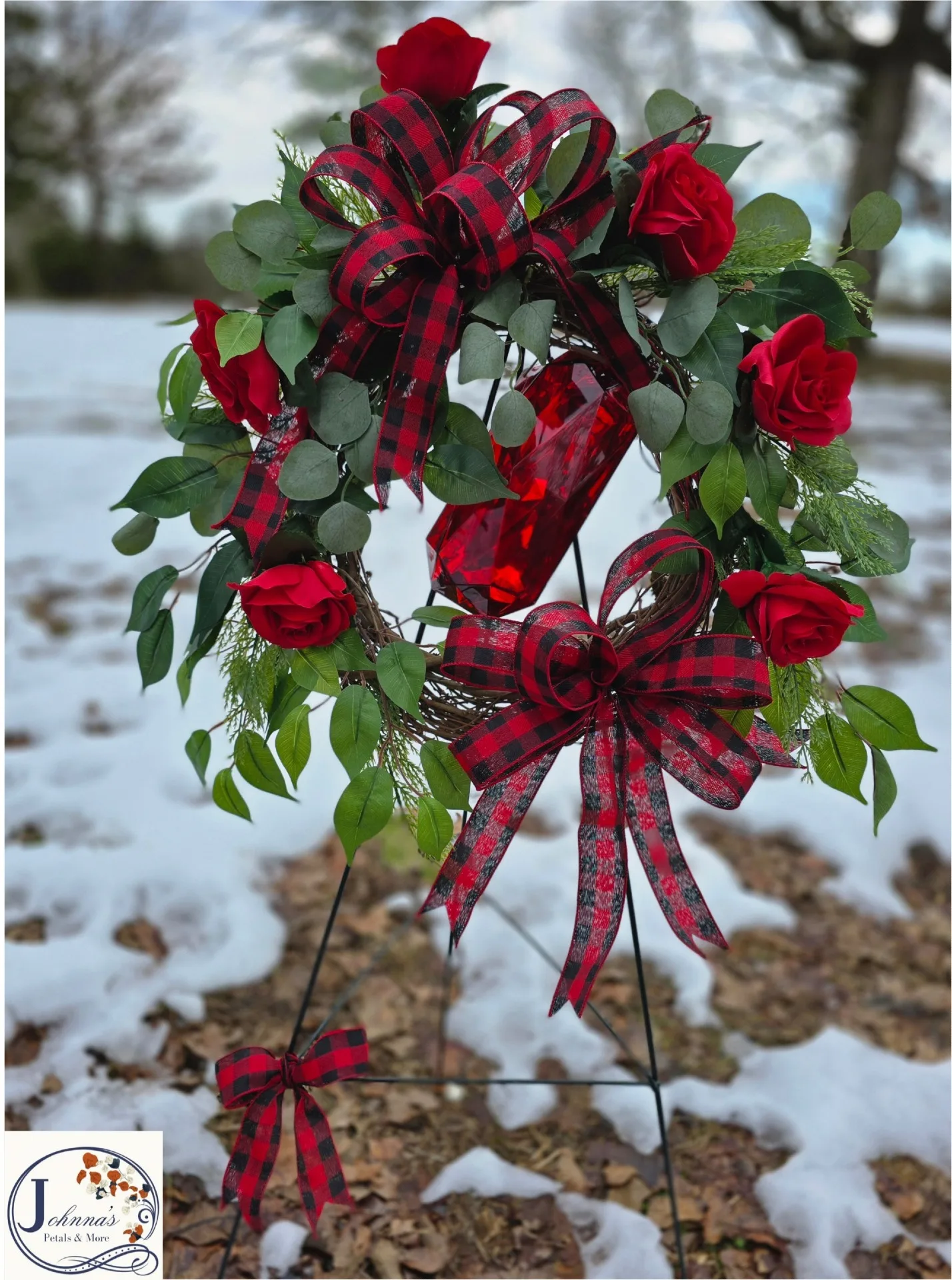 Red and Black Grapevine Wreath with red jewel Red and Black Grapevine Wreath with red jewel
