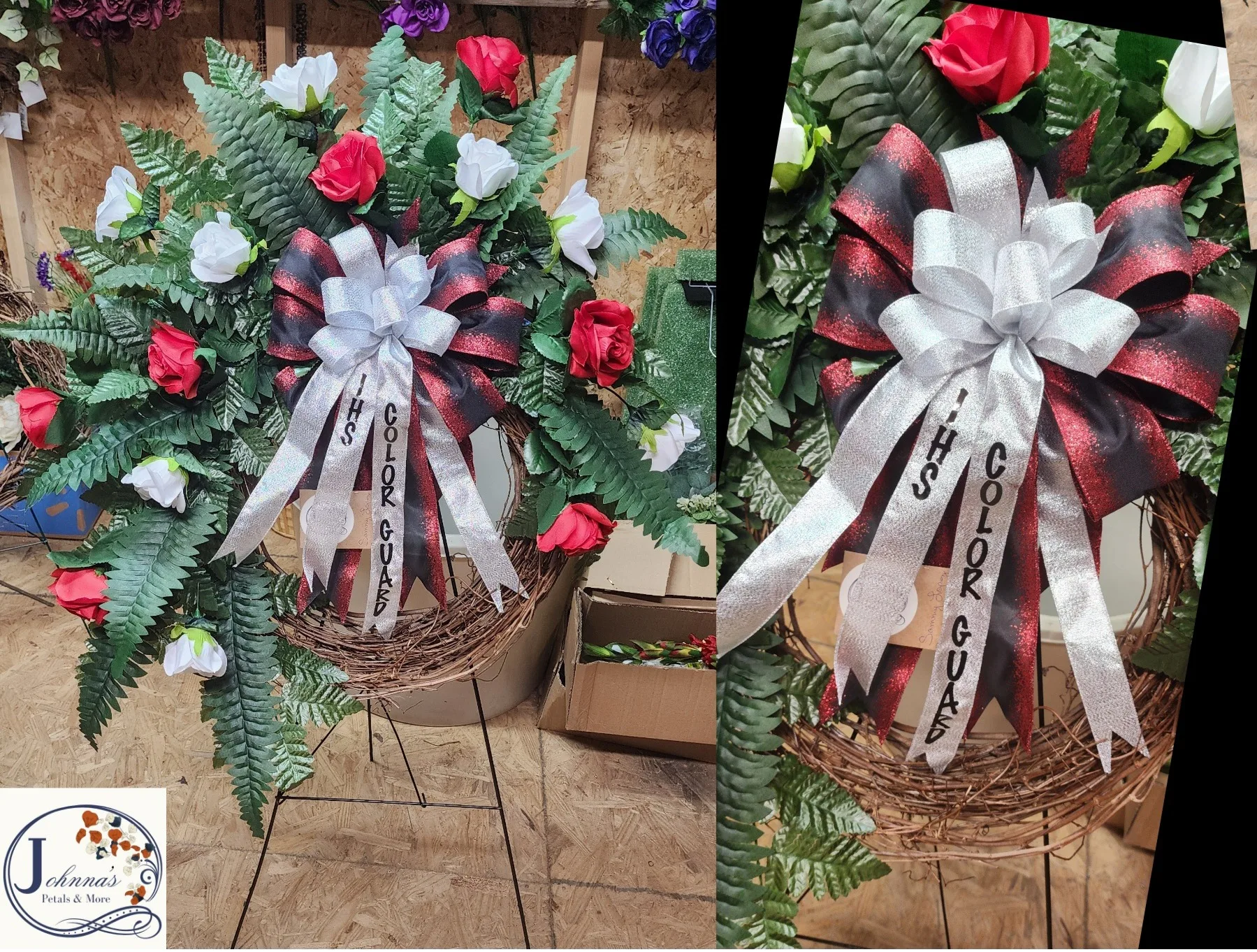 Silk Grapevine Wreath in Reds and Whites Silk Grapevine Wreath in Reds and Whites