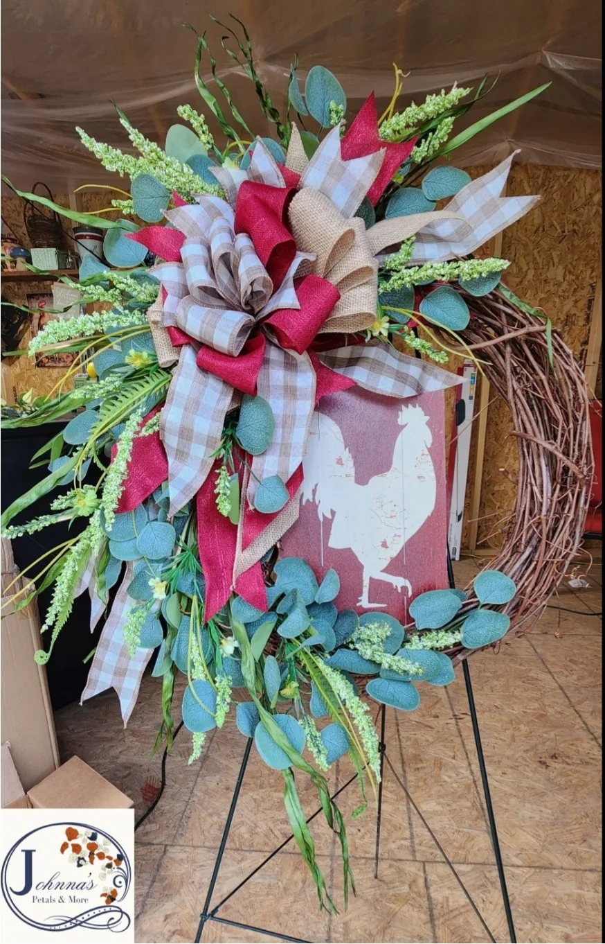 Silk Chicken Theme Grapevine Wreath Silk Chicken Theme Grapevine Wreath