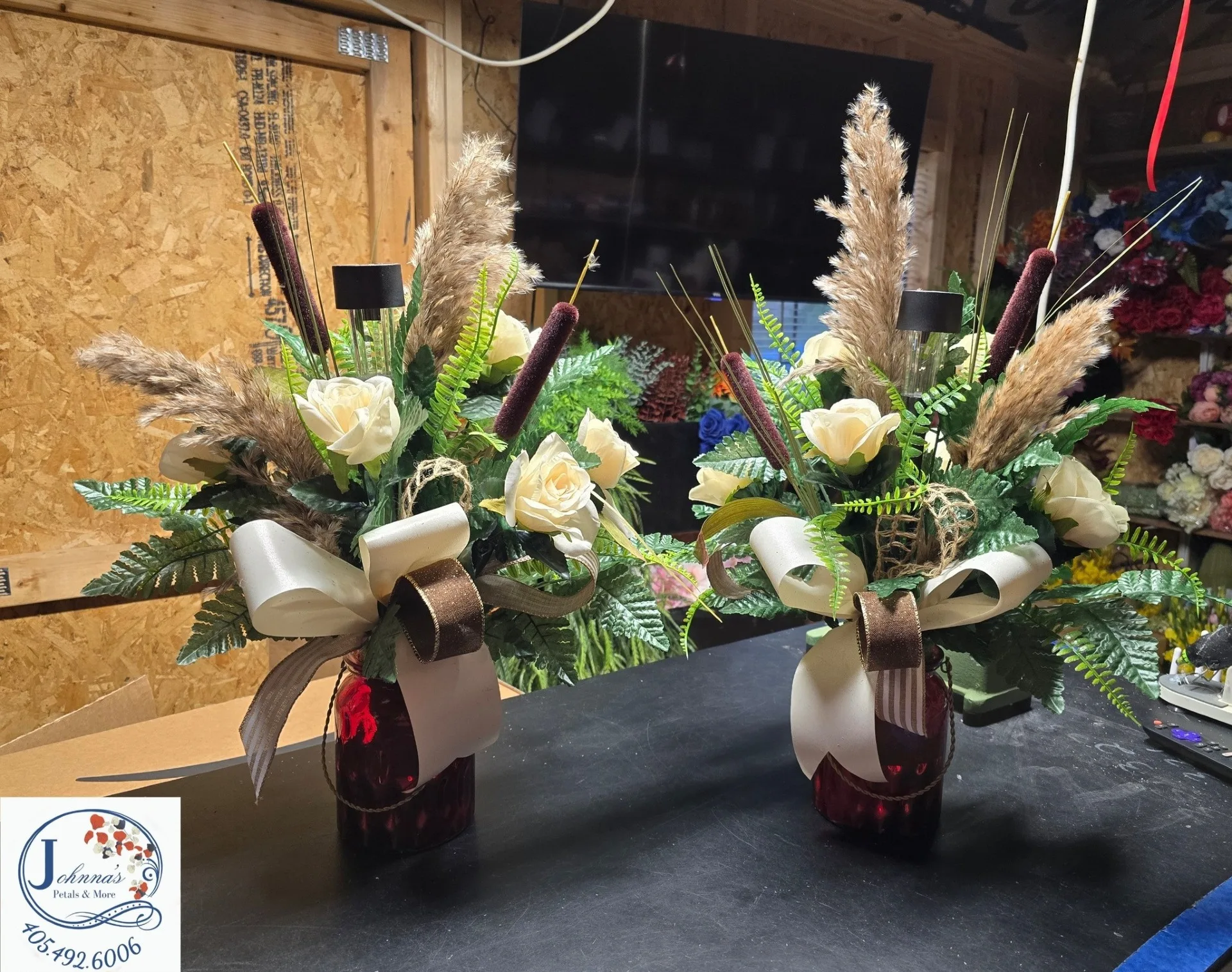 Matching Silk Cemetery Vase Inserts w/solar Silk Arrangement Matching Silk Cemetery Vase Inserts w/solar Silk Arrangement