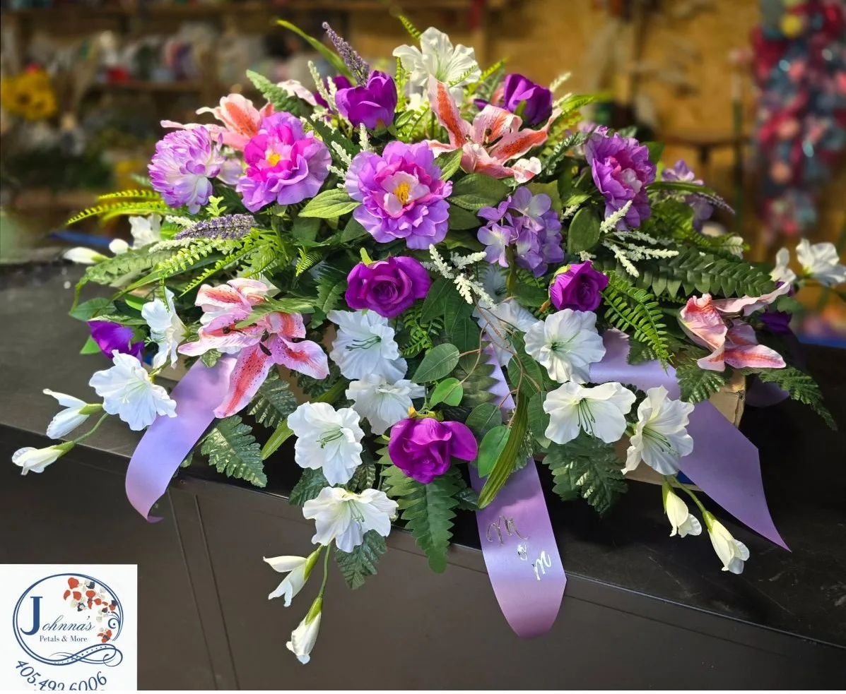 'Pretty In Purple' Silk Casket Spray 'Pretty In Purple' Silk Casket Spray