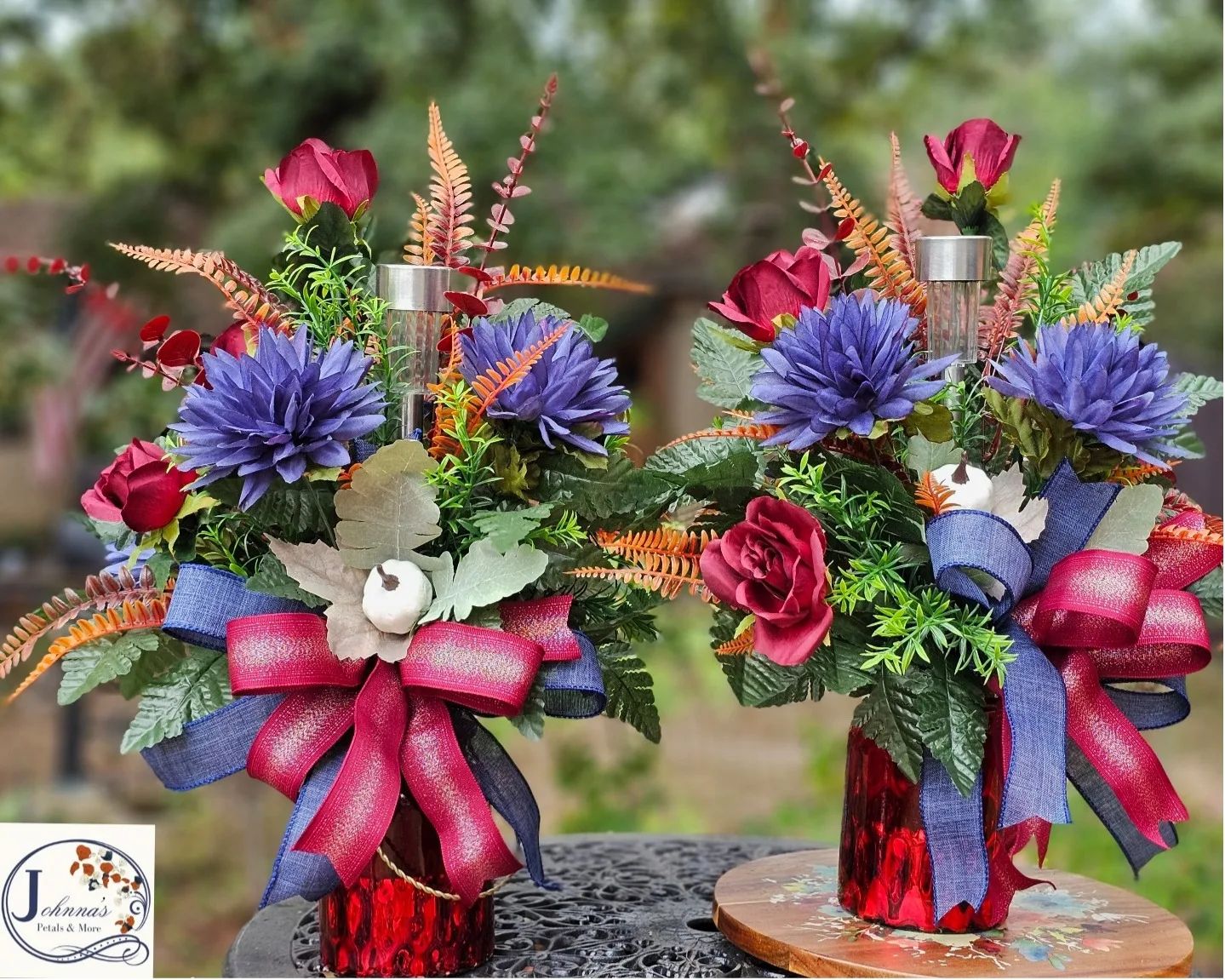 Matching Silk Cemetery Fall Vase Inserts w/solar