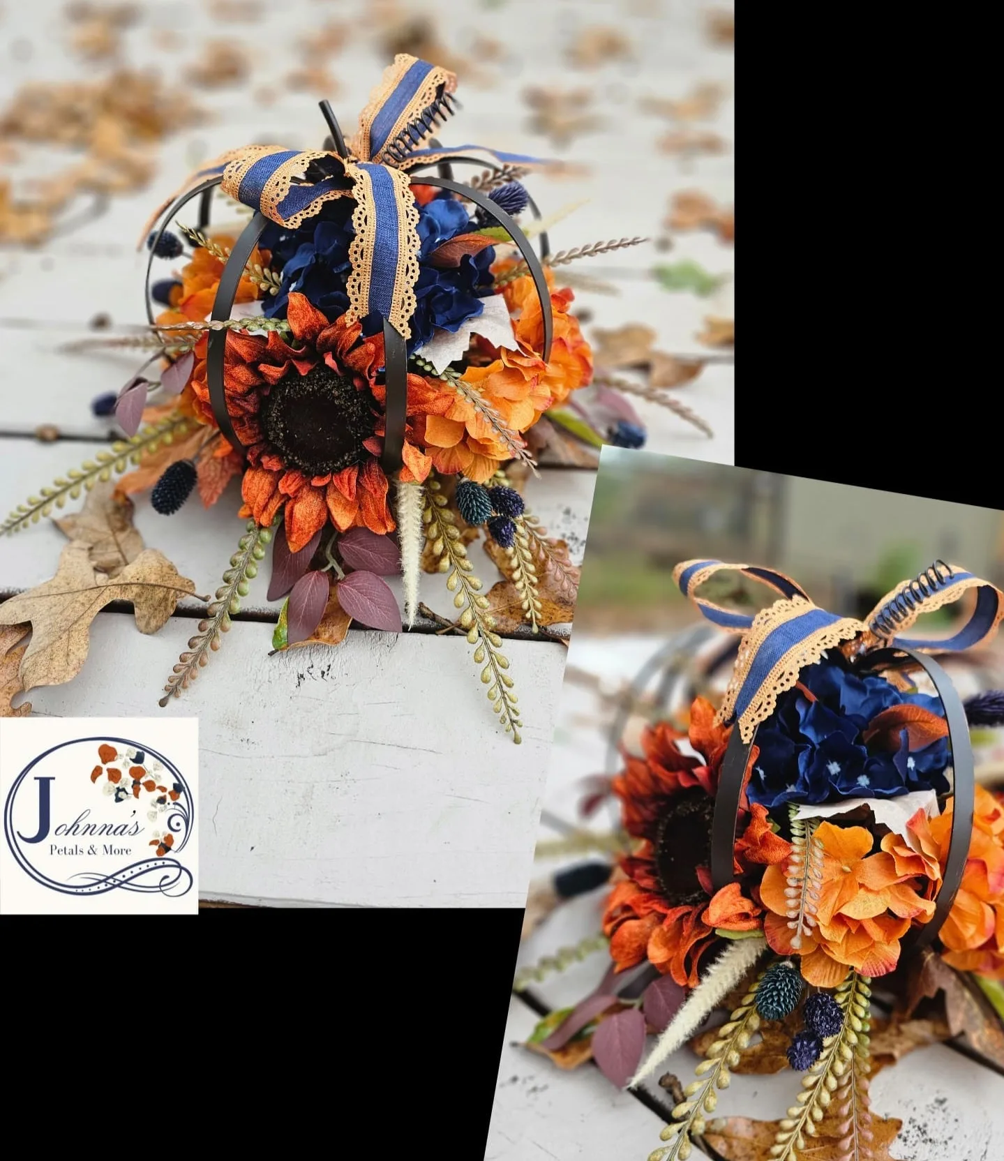 Metal Pumpkin Silk Arrangement Metal Pumpkin Silk Arrangement