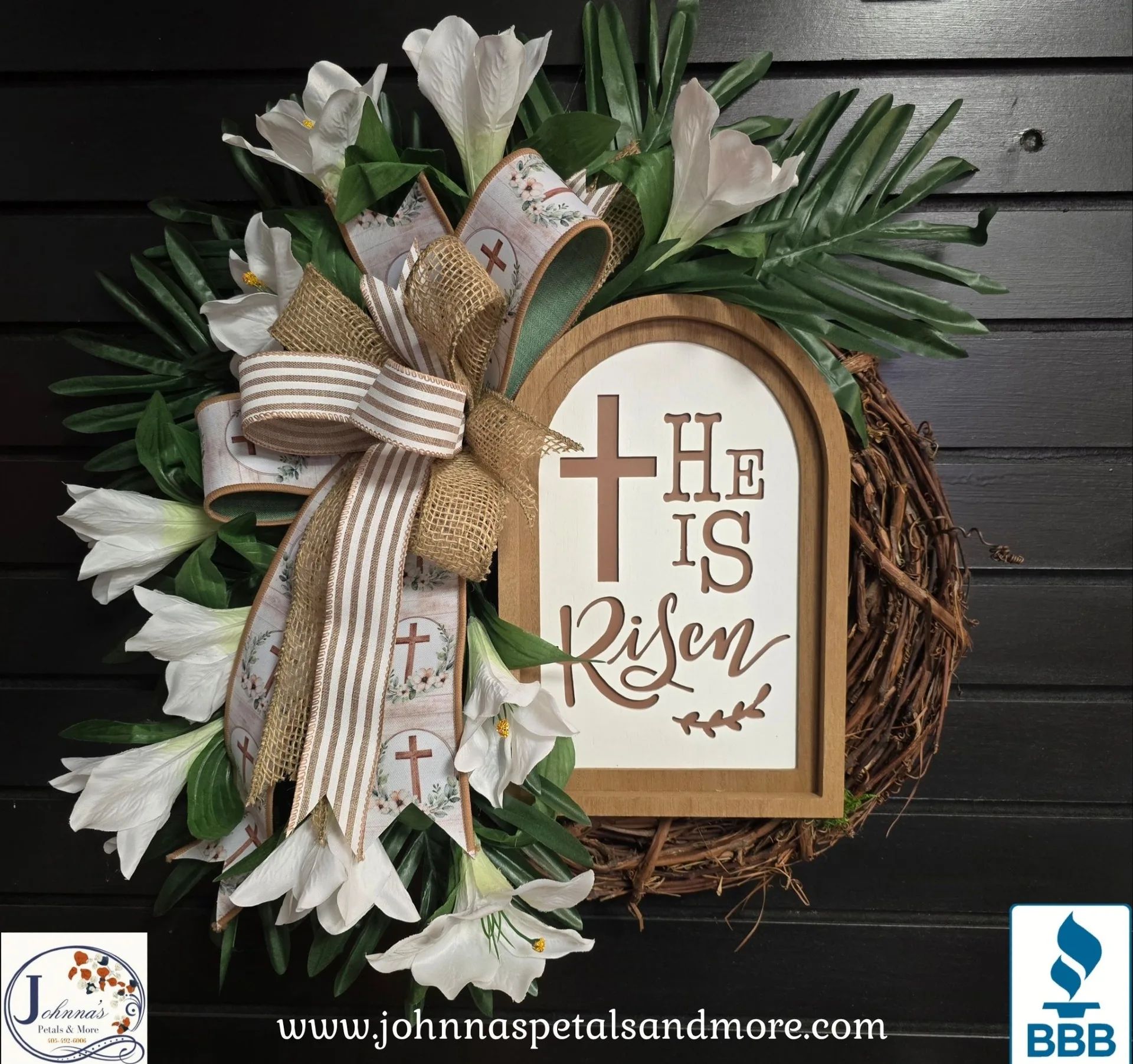 He Is Risen Grapevine Wreath