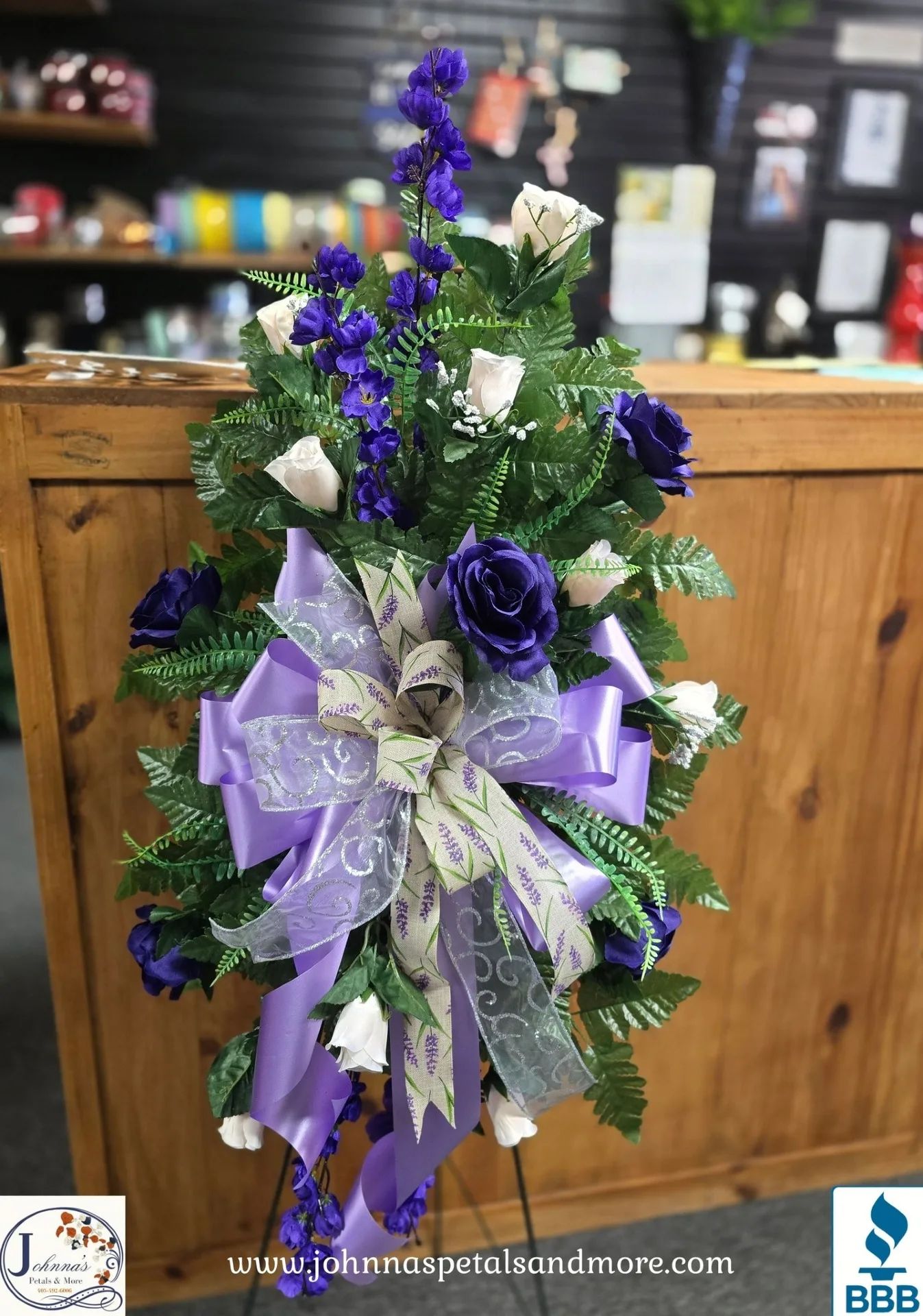 Lavender Lady Silk Arrangment On Easel