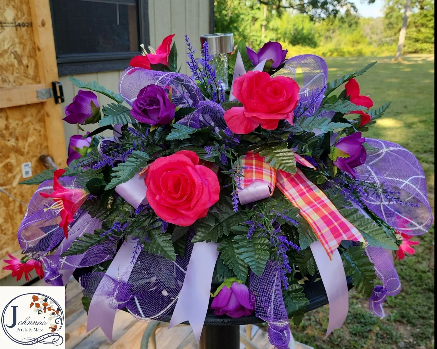 Pink & Purple Silk Cemetery Saddle w/solar