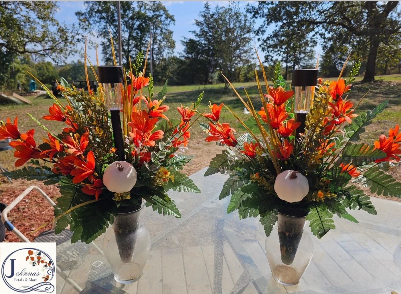 Silk Matching Cemetery Vase Inserts w/ solar Silk Arrangement