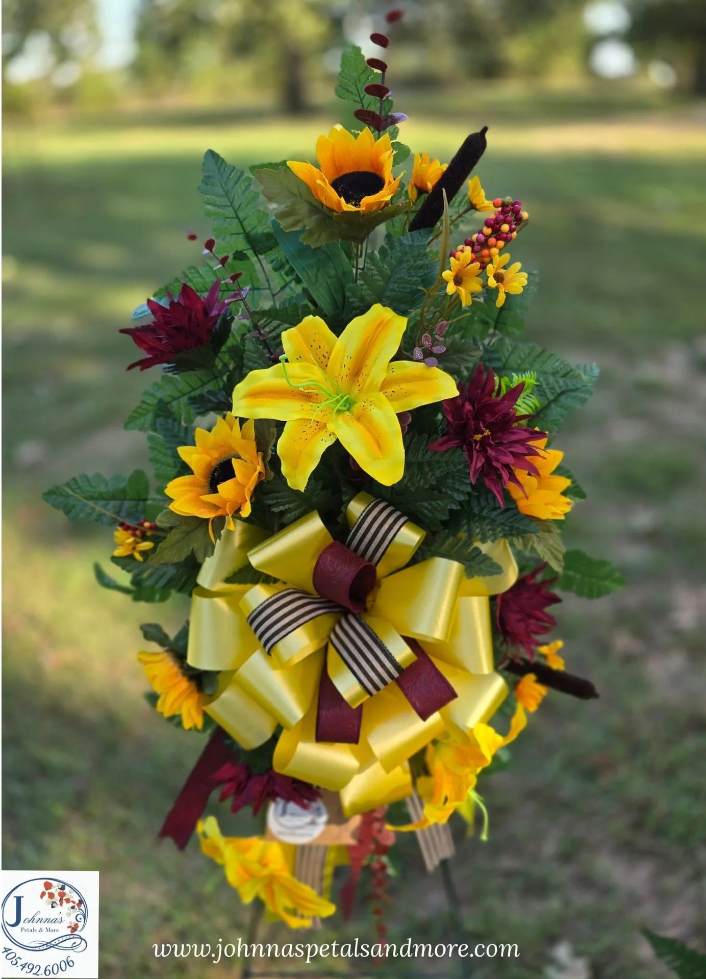 'Yellow Fall' Silk Spray on Easel Silk Arrangement