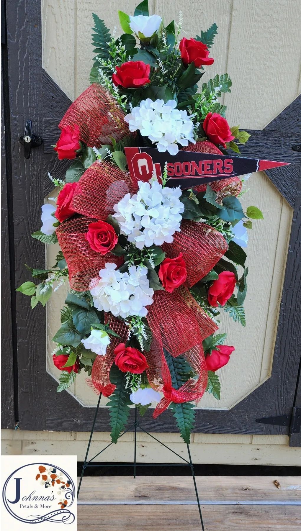 OU themed Silk Spray on easel Silk Arrangement