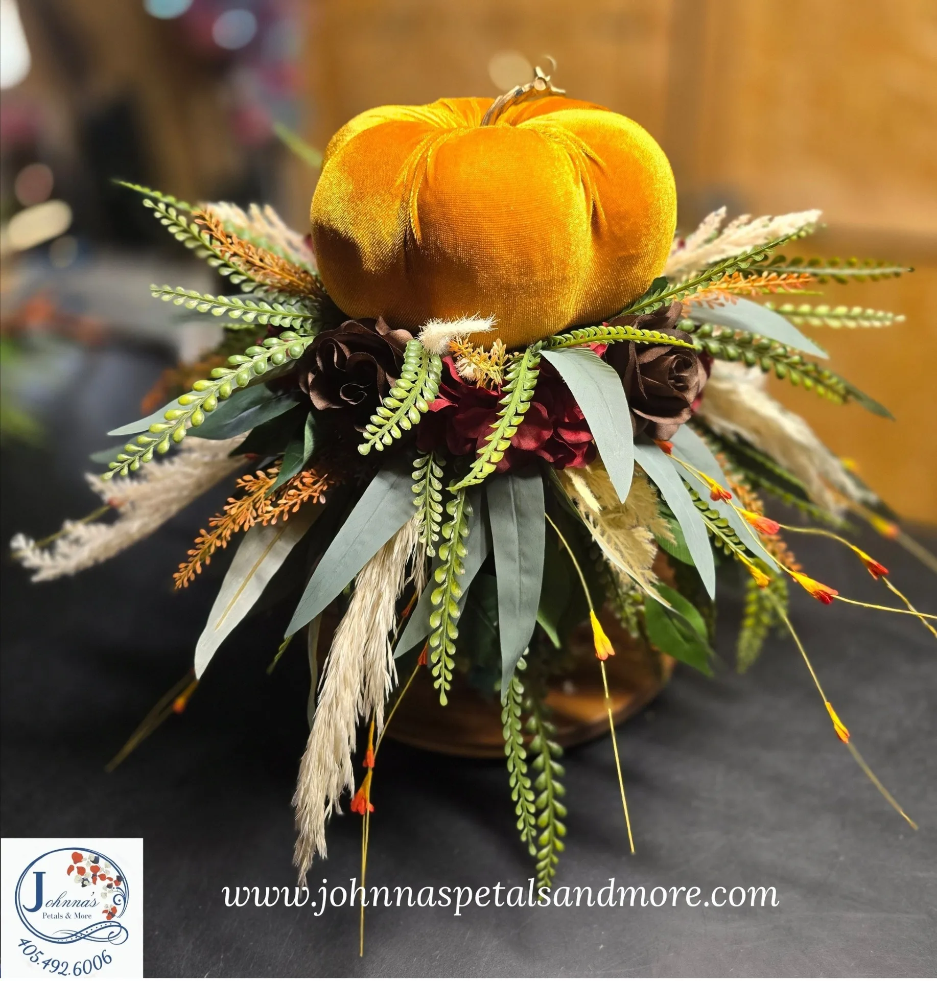 Golden Pumpkin Centerpiece 360 Views Silk Floral Golden Pumpkin Centerpiece 360 Views Silk Floral