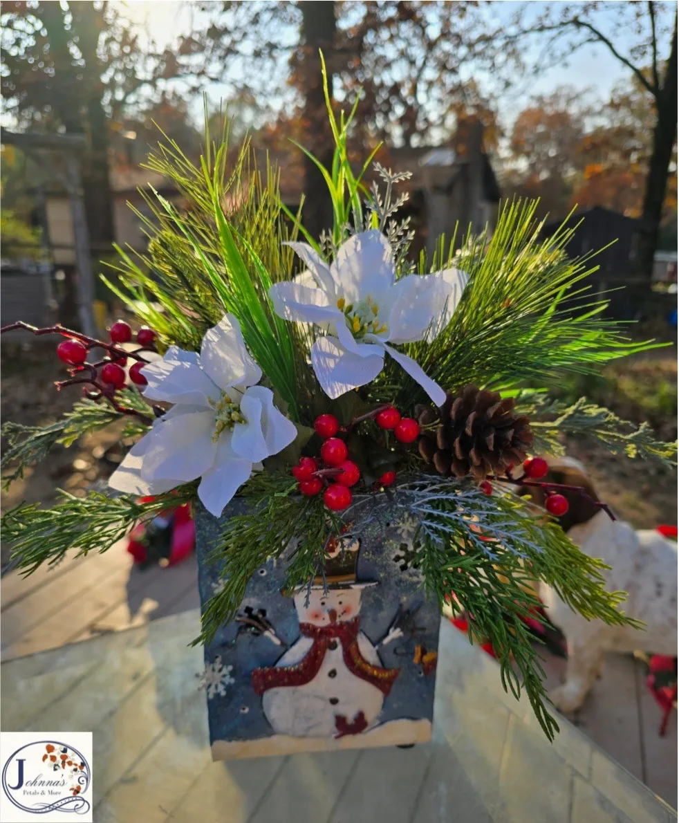 Snowman Christmas Bag Arrangement Snowman Christmas Bag Arrangement