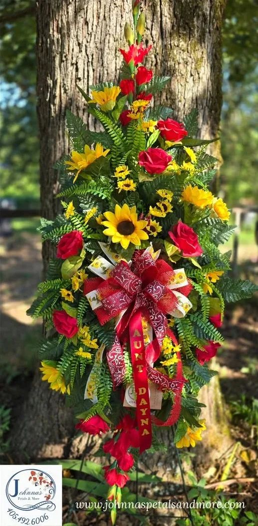 Silk Sunflower & Bandana Spray on easel Silk Arrangement