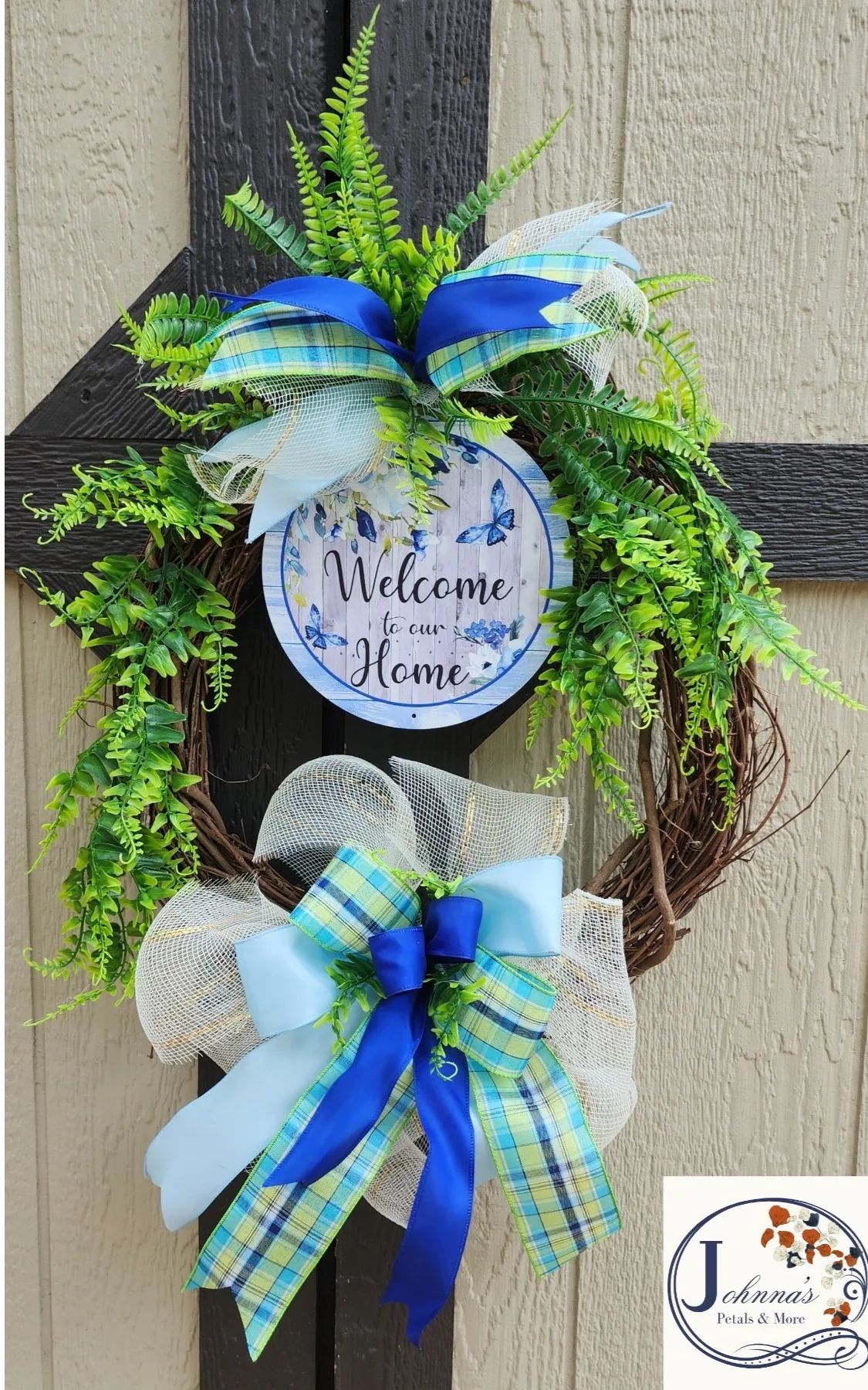 Fern Butterfly Grapevine Wreath