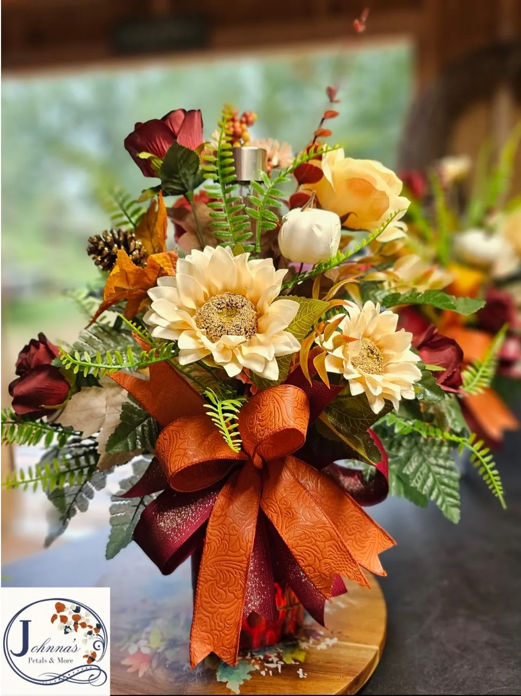 Silk Fall Cemetery Vase Insert w/solar Silk Fall Cemetery Vase Insert w/solar