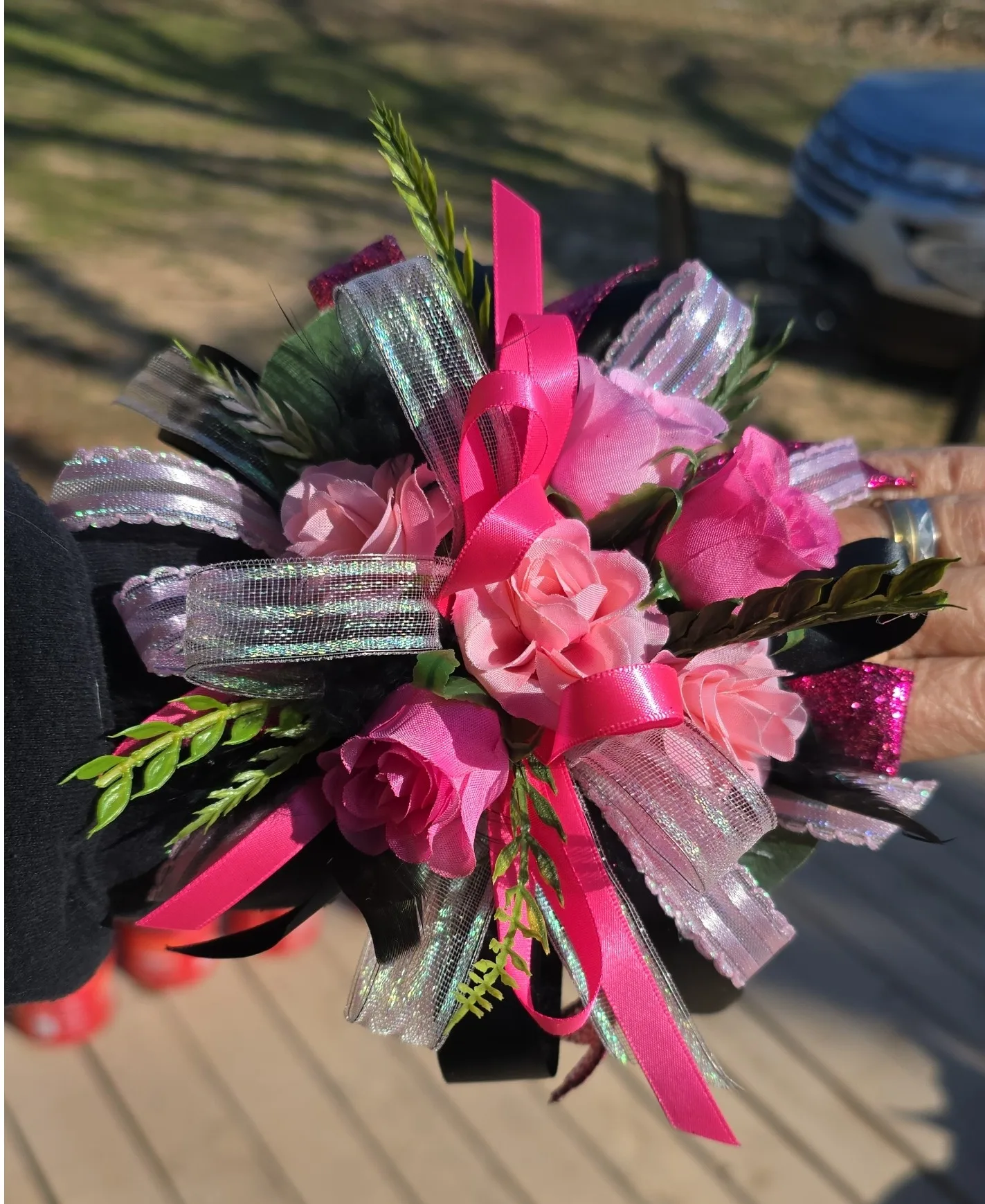 Silk Pretty In Pink Wrist Corsage Silk Pretty In Pink Wrist Corsage