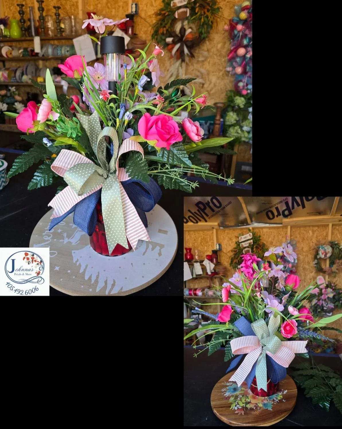 Matching Silk Cemetery Vase Inserts w/solar Silk Arrangement Matching Silk Cemetery Vase Inserts w/solar Silk Arrangement