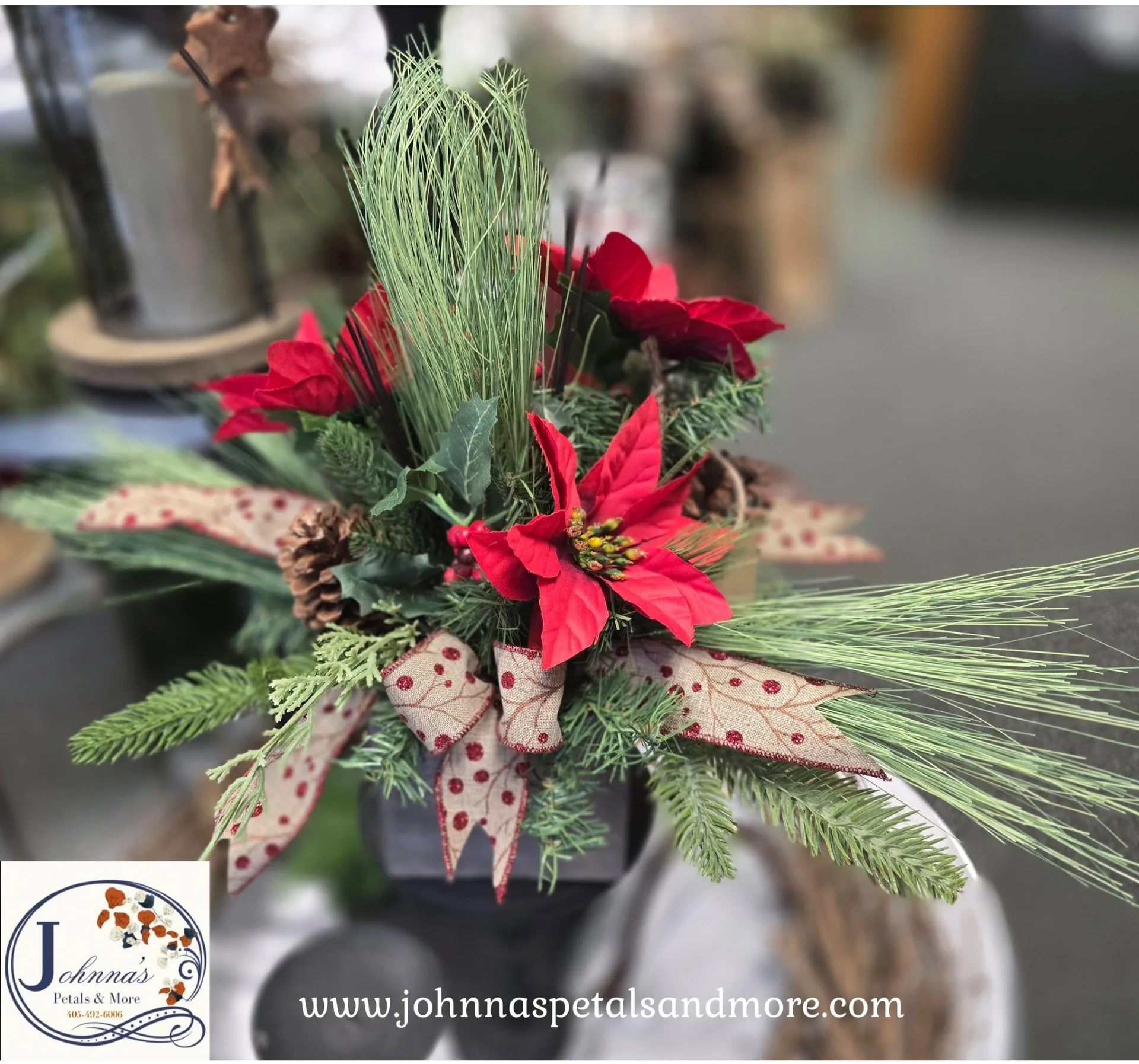 Rustic Poinsettia Silk Arrangement Rustic Poinsettia Silk Arrangement