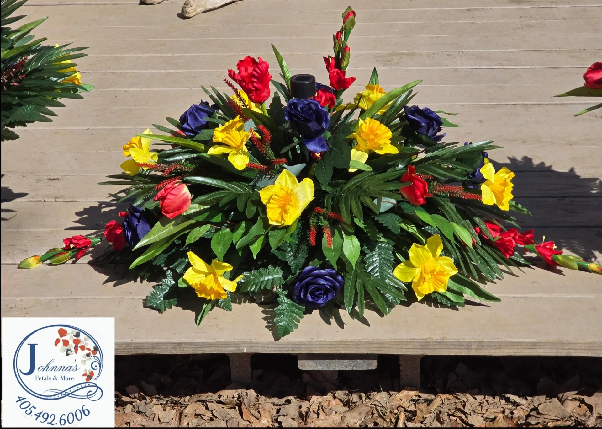 Large Silk Cemetery Saddle with solar light Silk Arrangement Large Silk Cemetery Saddle with solar light Silk Arrangement
