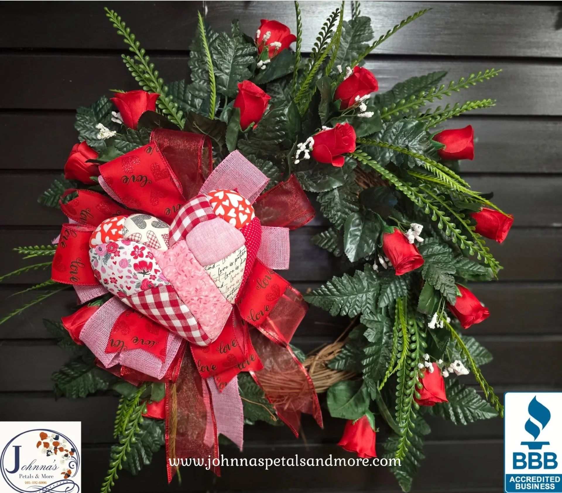 Quilted Rose Beauty Grapevine Wreath