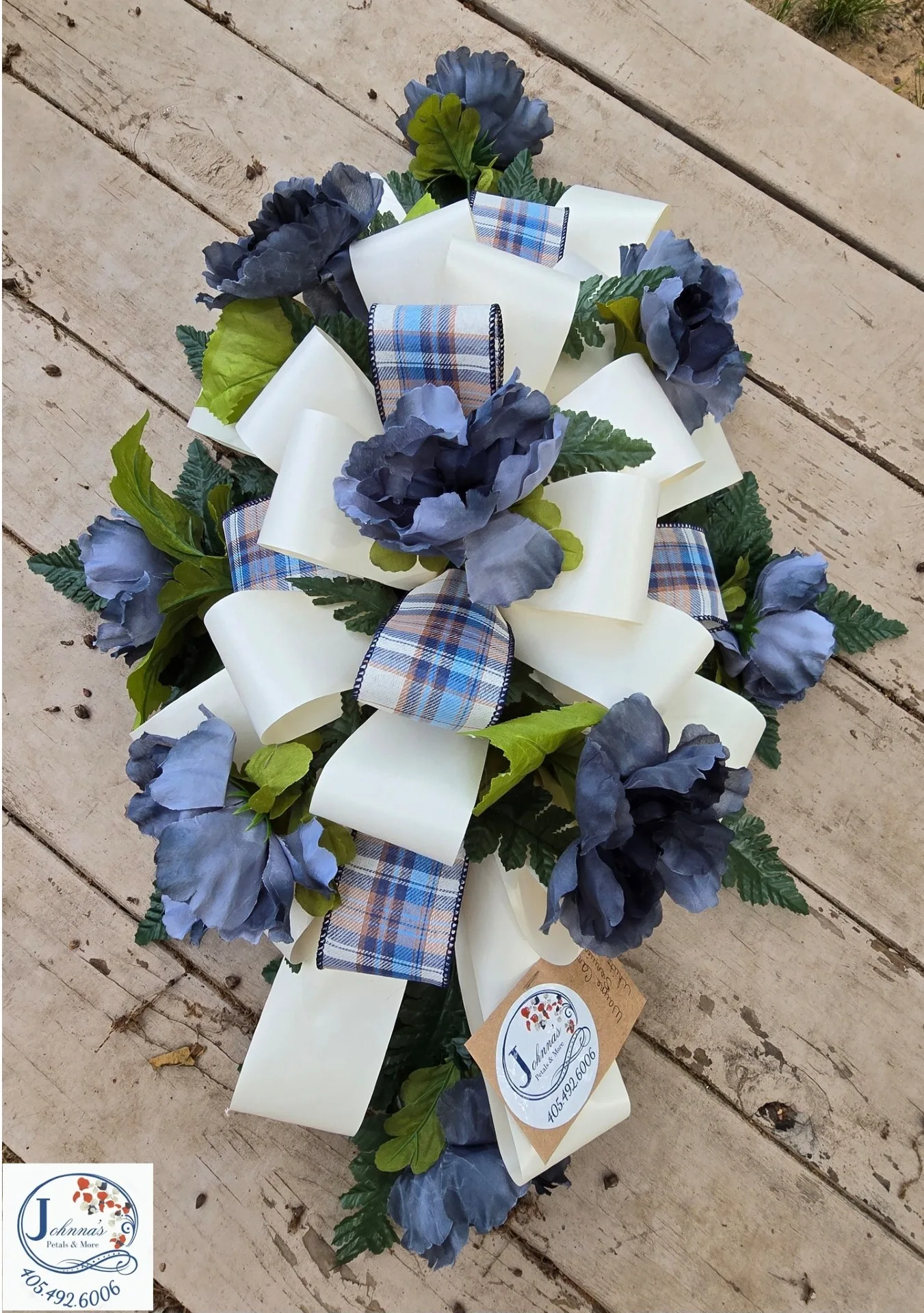 'Blue Plaid' Flat Silk Spray 'Blue Plaid' Flat Silk Spray