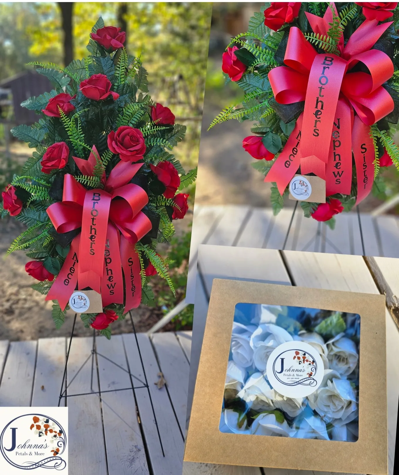 Customized Silk spray on stand w/boutonnieres Silk Arrangement Customized Silk spray on stand w/boutonnieres Silk Arrangement