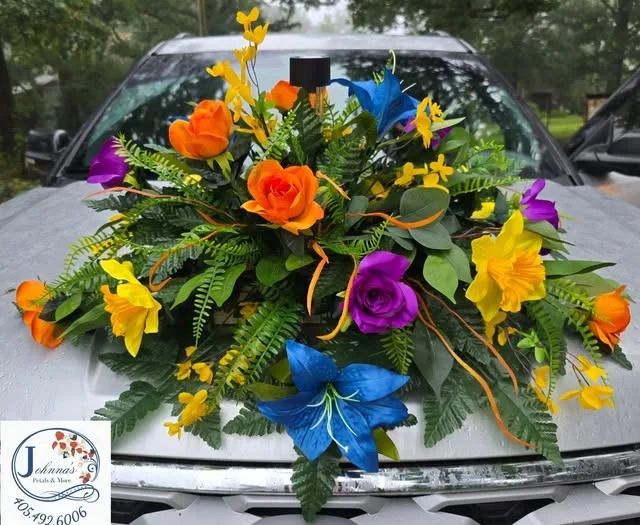 Spring Silk Spray on Saddle with solar light Silk Arrangement