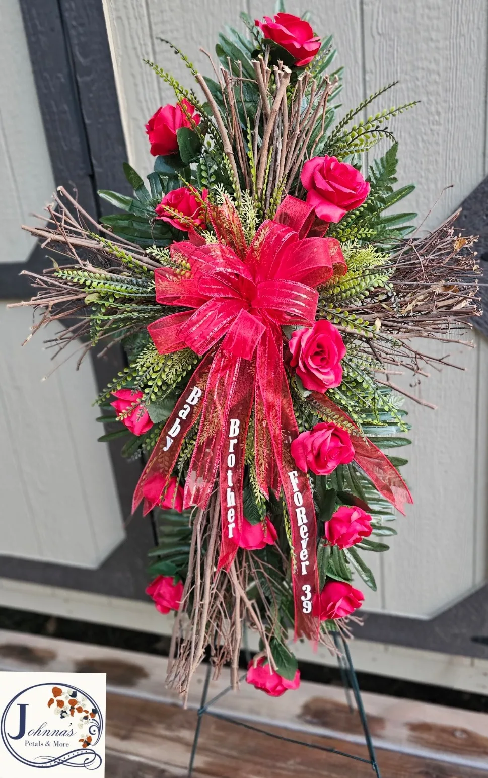Silk Grapvine Cross Silk Arrangement Silk Grapvine Cross Silk Arrangement