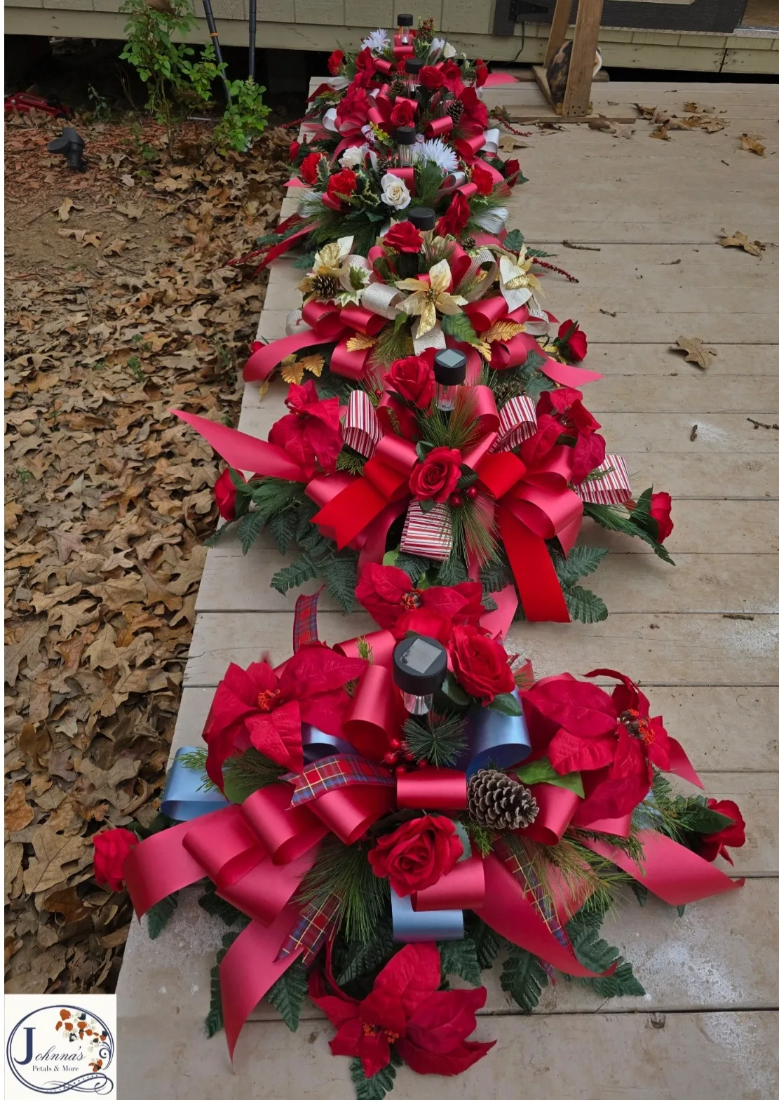 6 Silk Sprays for a cemetery plot w/solar Silk Arrangement 6 Silk Sprays for a cemetery plot w/solar Silk Arrangement