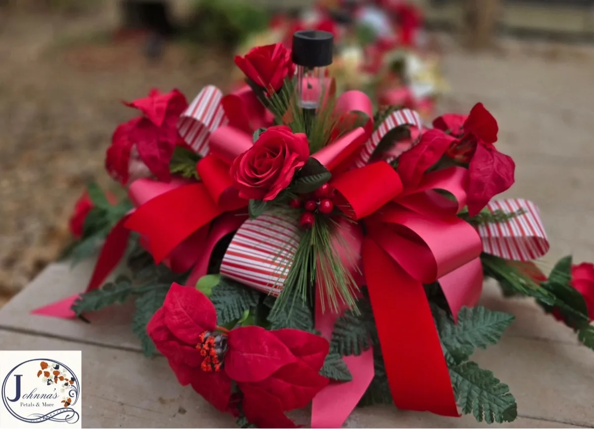 Silk Christmas Spray w/solar light Silk Arrangement Silk Christmas Spray w/solar light Silk Arrangement