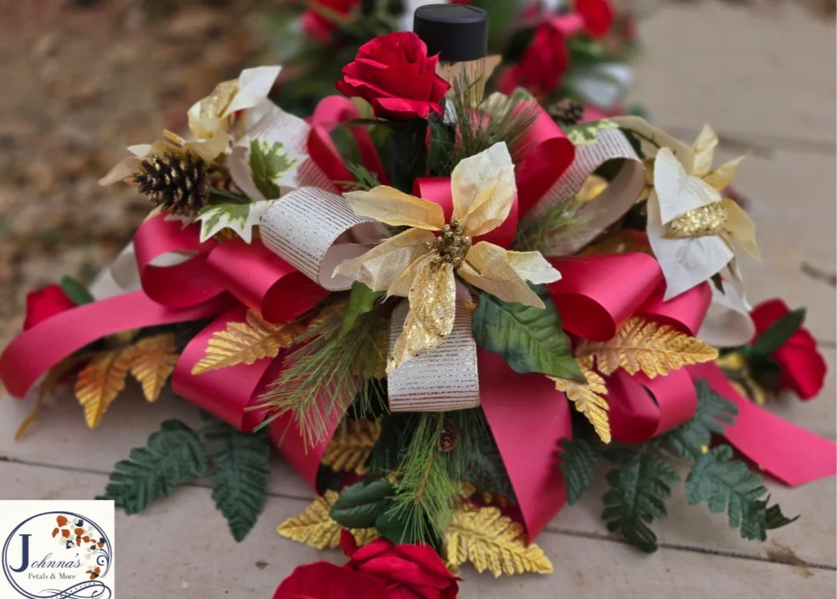 Silk Christmas Spray w/solar light Silk Arrangement Silk Christmas Spray w/solar light Silk Arrangement