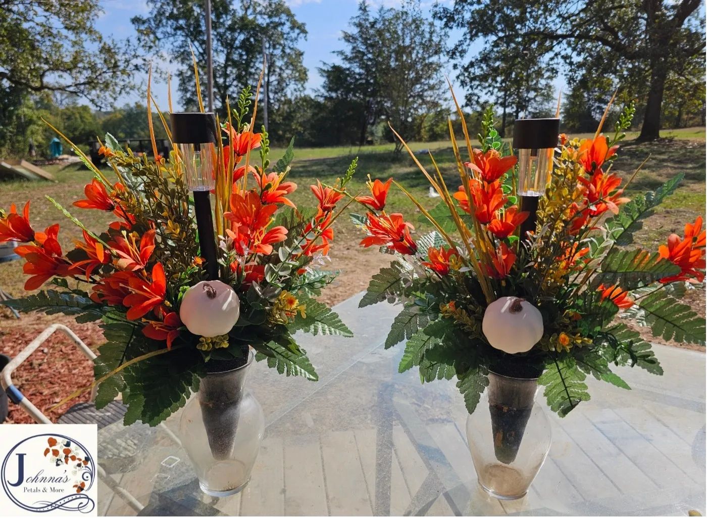 Silk Matching Cemetery Vase Inserts w/solar Silk Arrangement