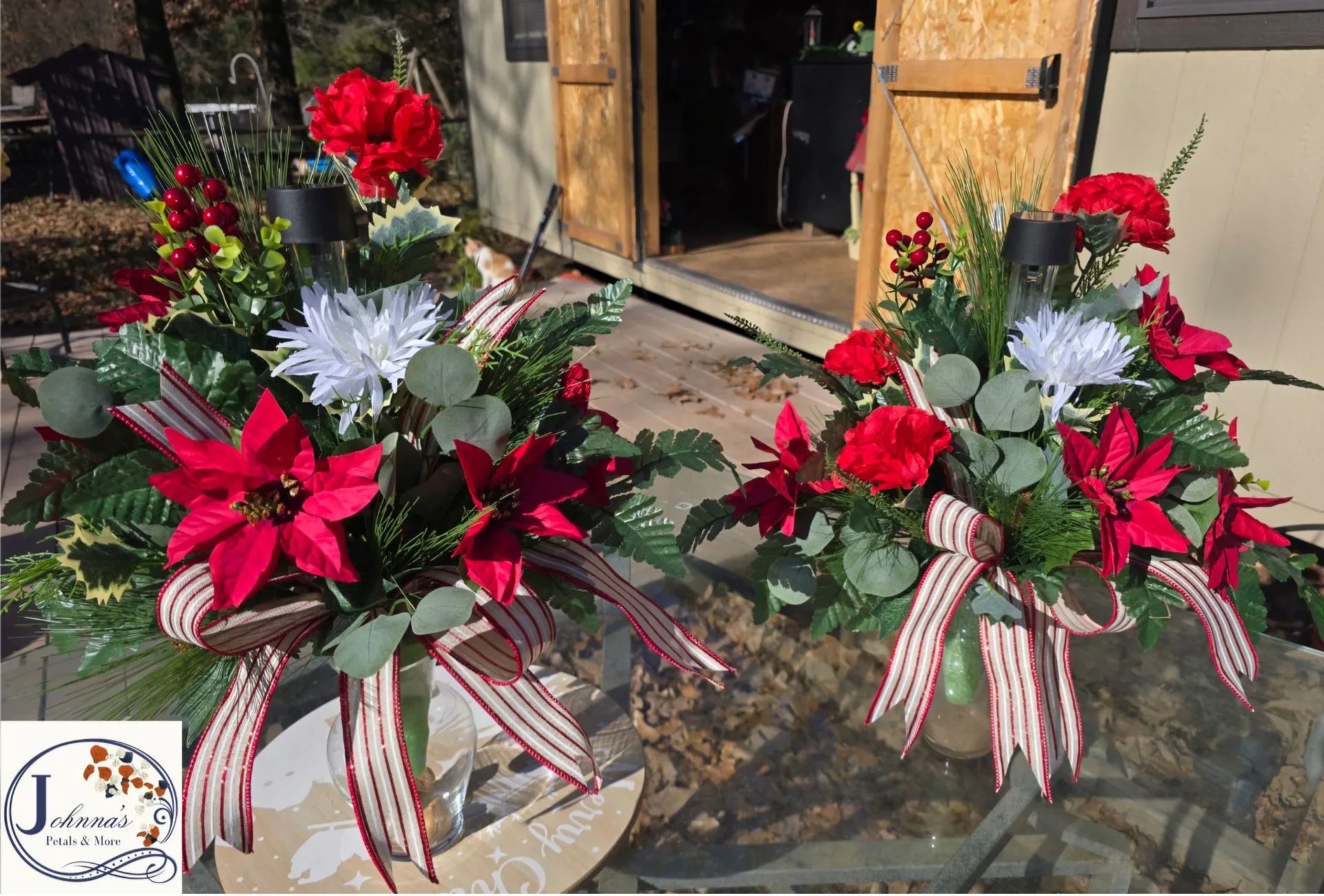 Matching Silk Christmas Cemetery Vase Inserts w/so
