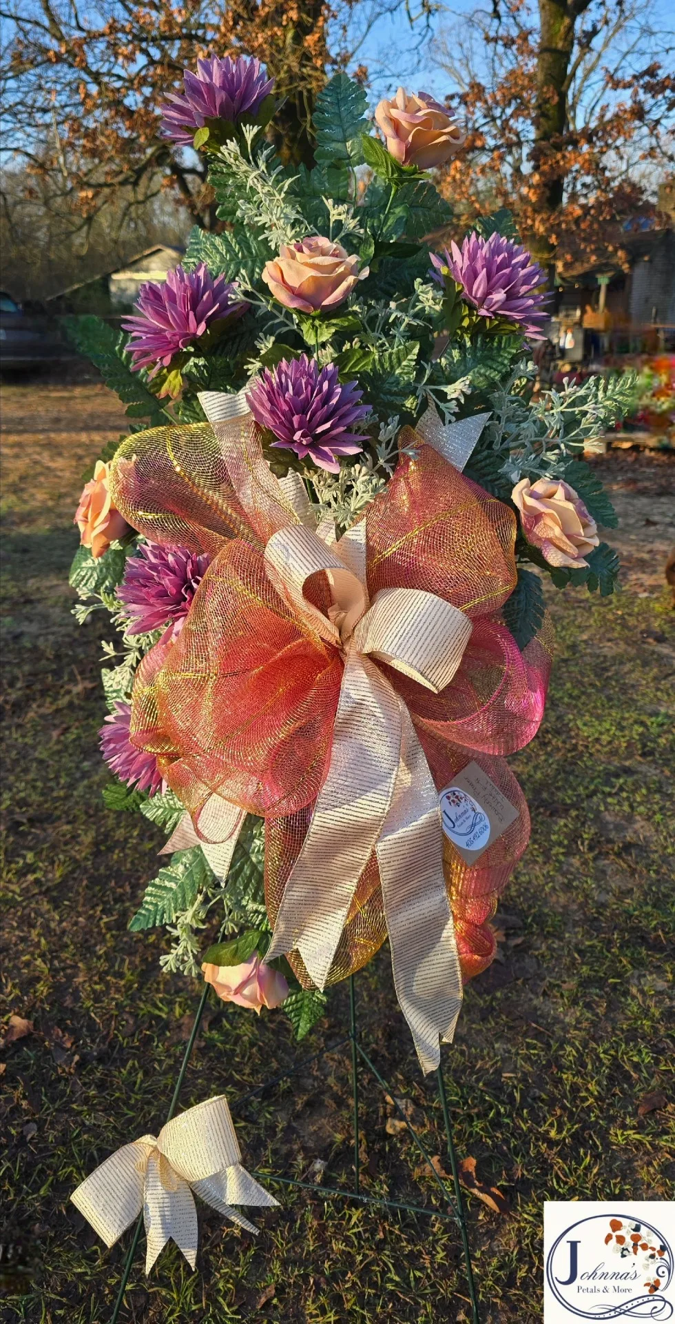 Dusty Rose Silk Spray on easel Silk Arrangement Dusty Rose Silk Spray on easel Silk Arrangement