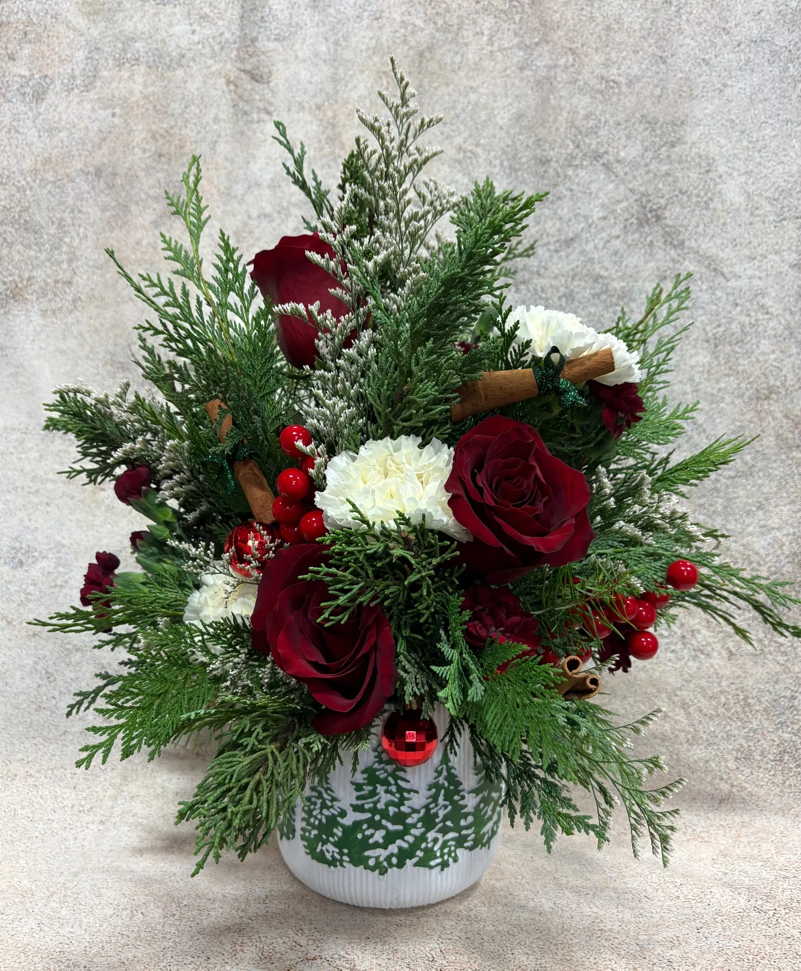 Frosted Pine Charm Vase Arrangement Frosted Pine Charm Vase Arrangement