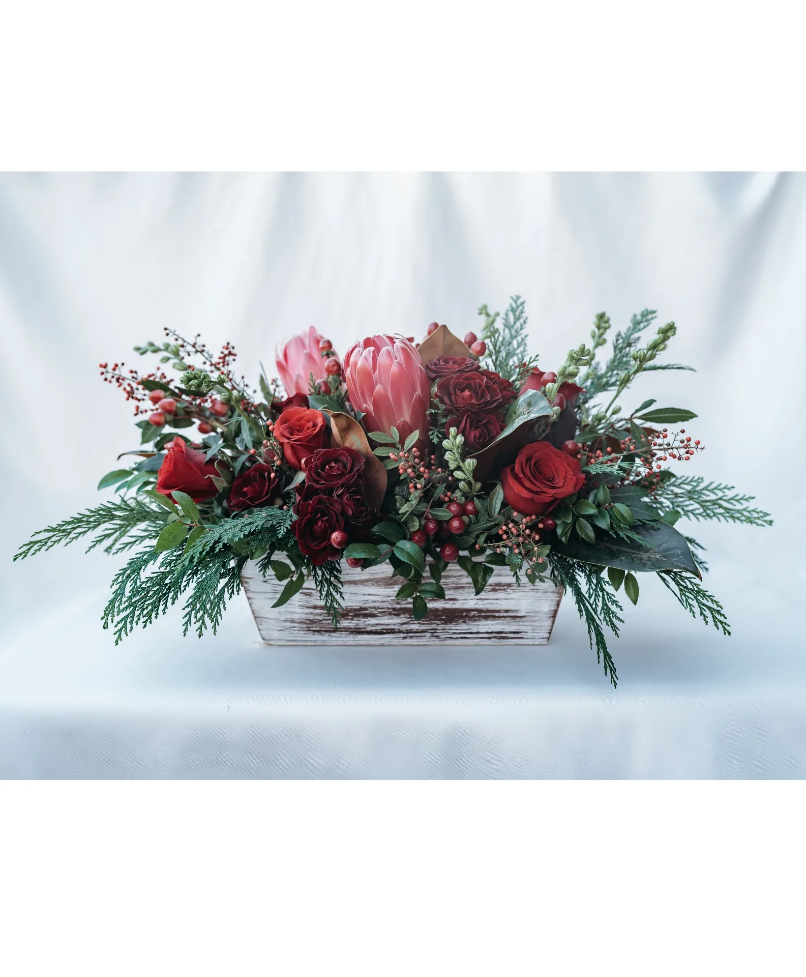 Rustic Ember Wood Box Arrangement Rustic Ember Wood Box Arrangement