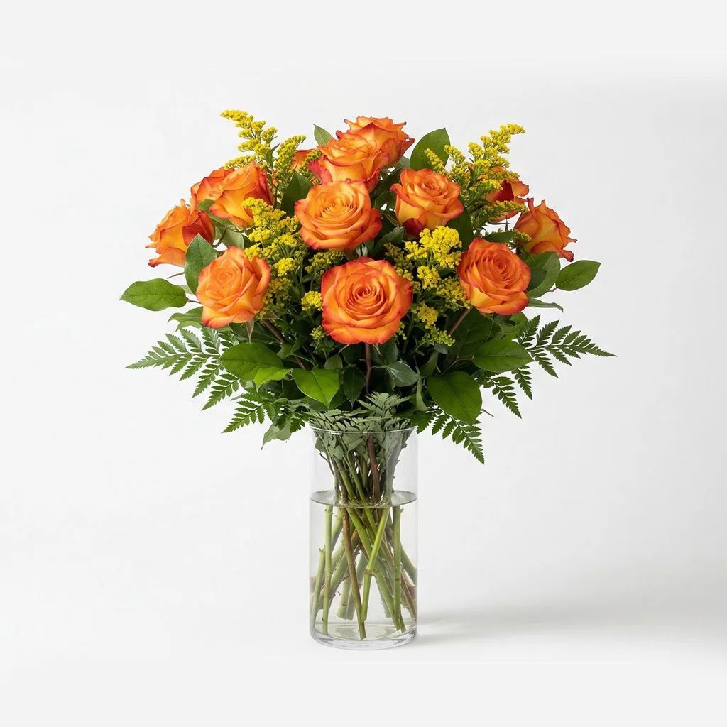 Fiery Dozen Roses