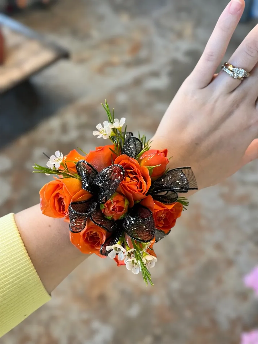 Orange + Black Corsage Wristlet Orange + Black Corsage Wristlet