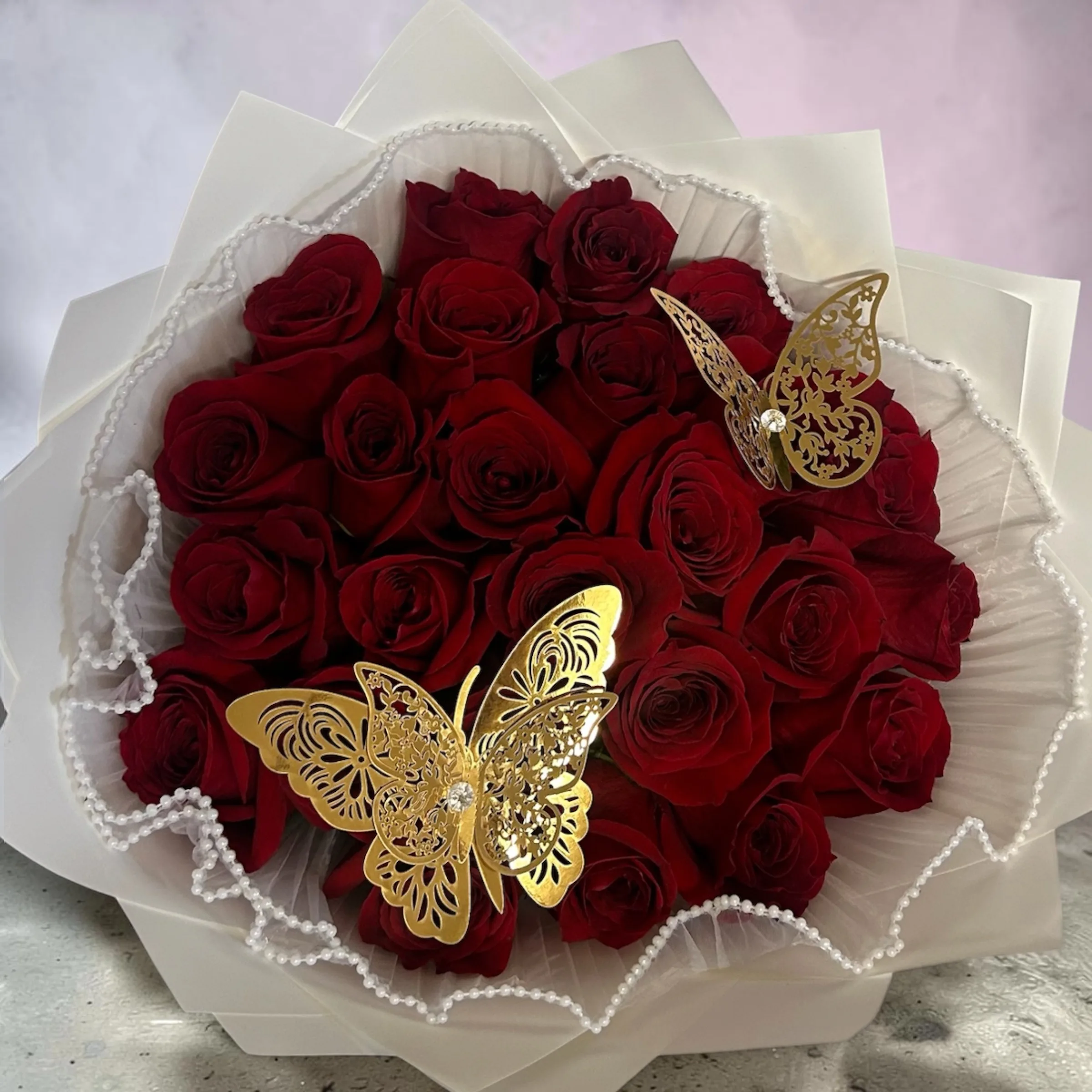 Golden Butterfly Rose Bouquet Golden Butterfly Rose Bouquet