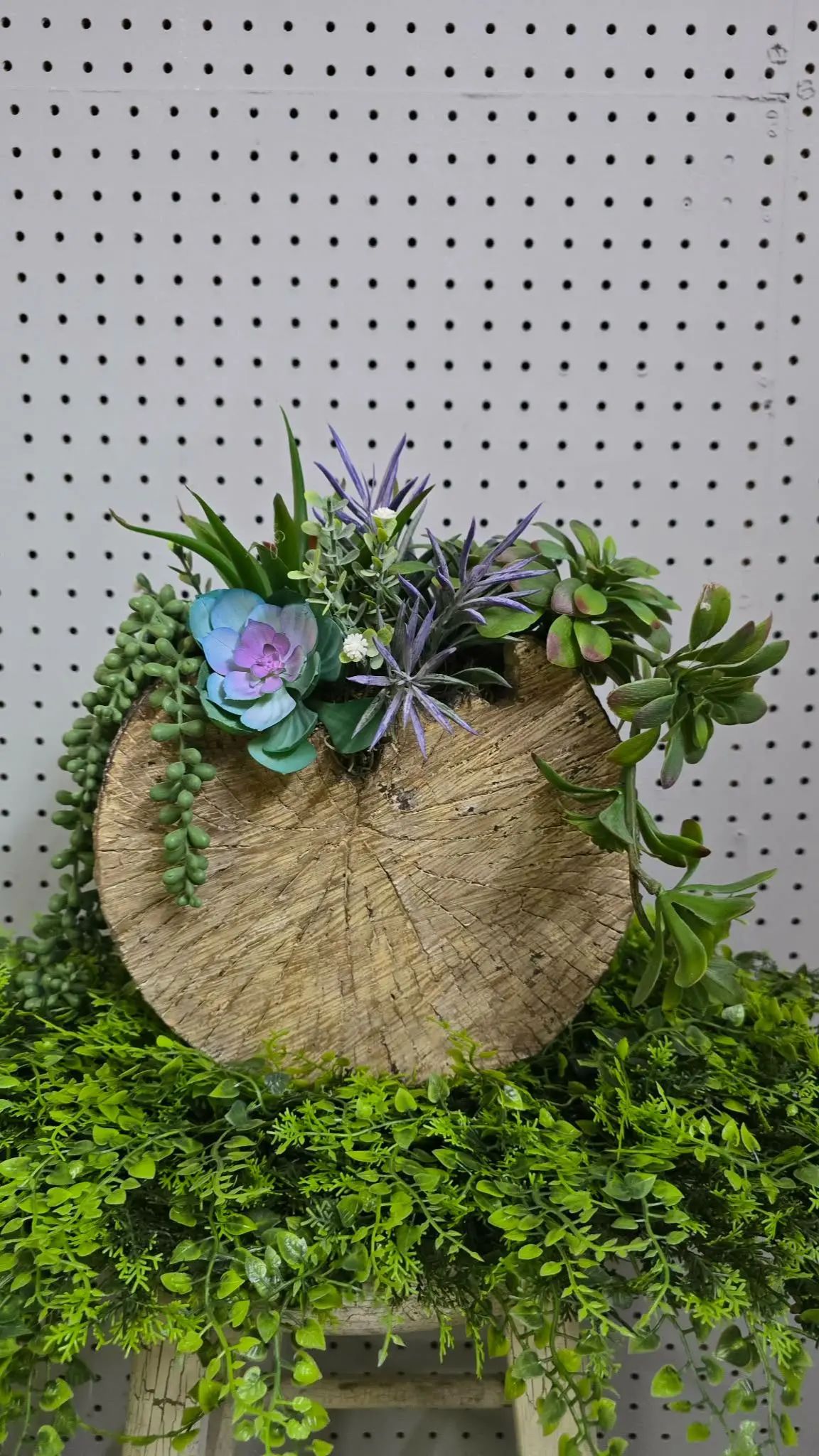Faux Succulent in Faux log