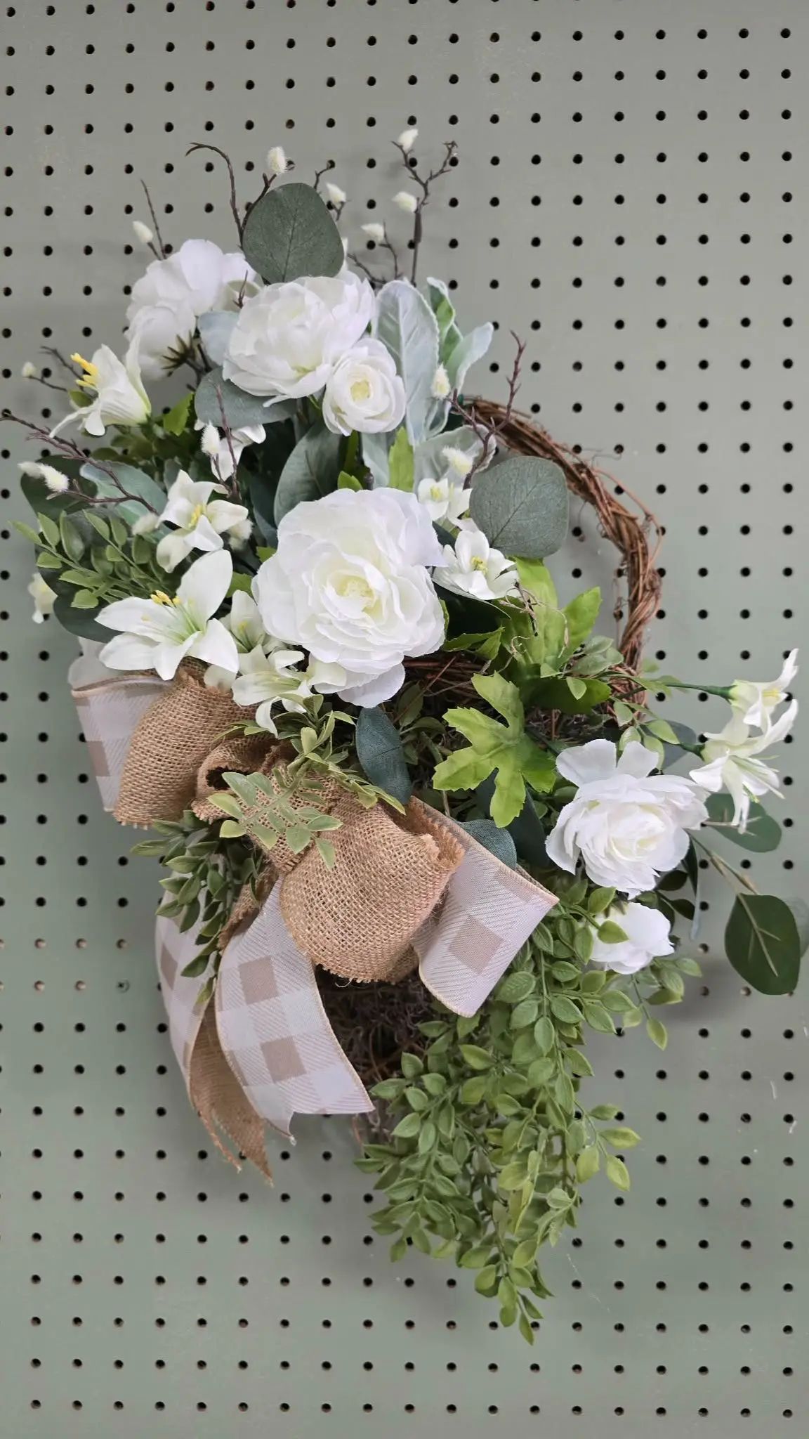 Cone Shaped Basket with Silk Flower Arrangement