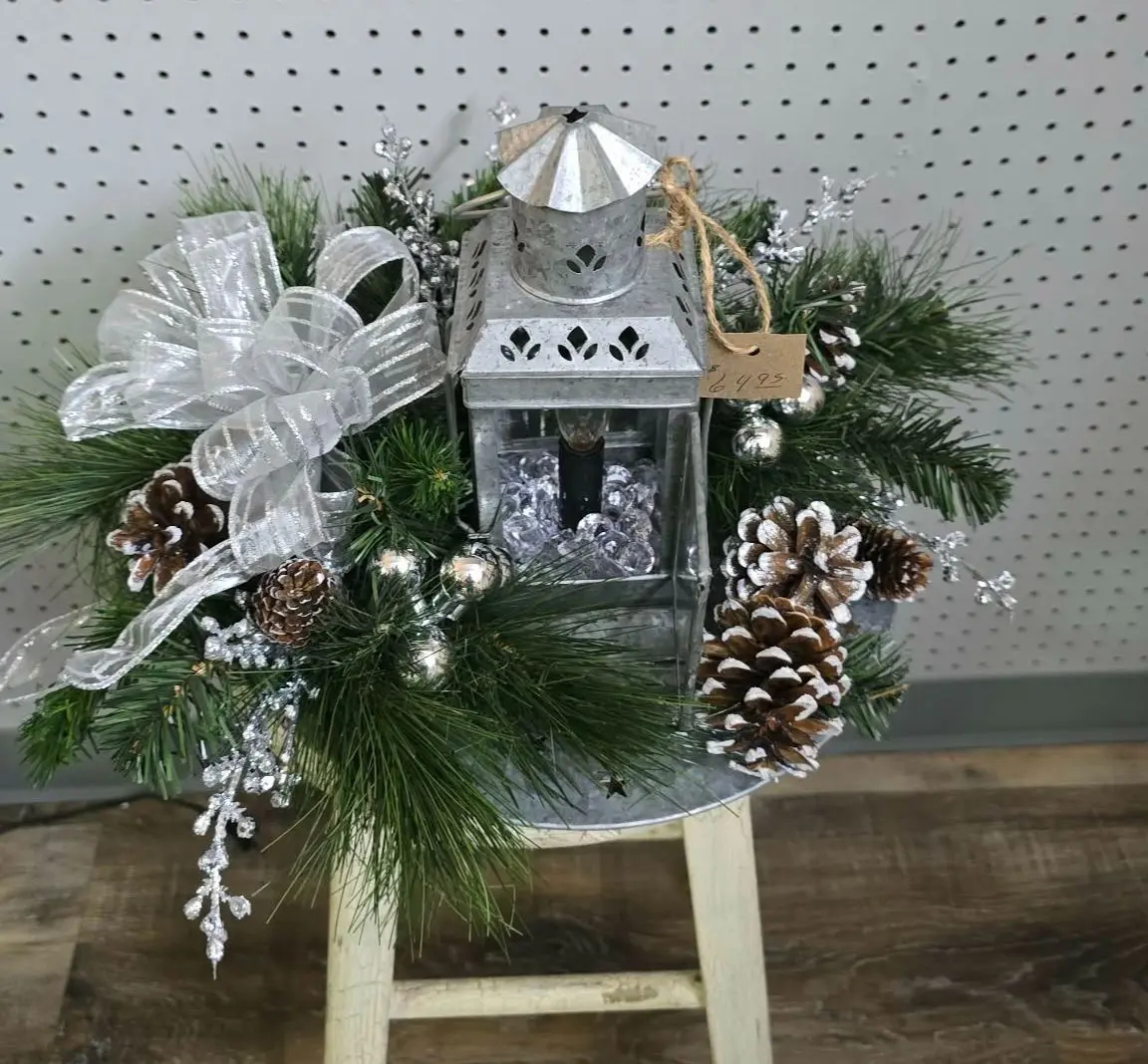 Silver Lantern Electric silk Arrangement Silver Lantern Electric silk Arrangement