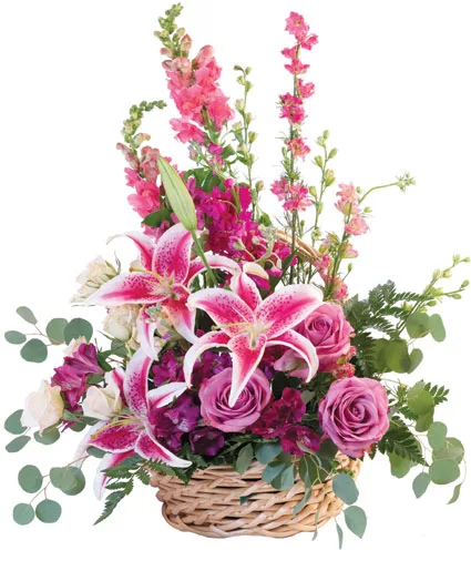 Pink Floral Fantasy Basket Arrangement Pink Floral Fantasy Basket Arrangement