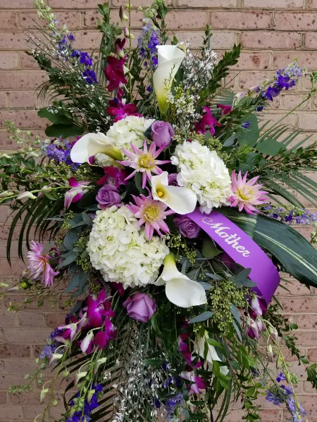 Mother's Purple and white standing spray standing spray Mother's Purple and white standing spray standing spray