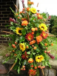 Seasonal fall standing spray Funeral flowers Seasonal fall standing spray Funeral flowers