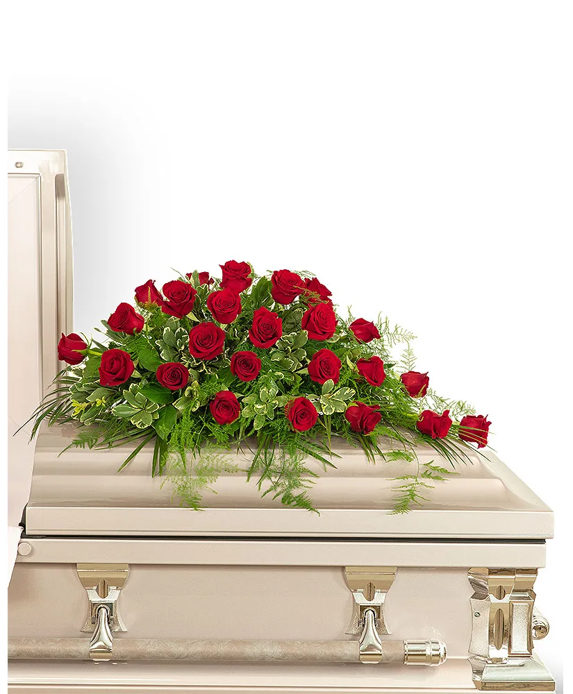 24 Red Roses Casket Spray Funeral Arrangement 24 Red Roses Casket Spray Funeral Arrangement