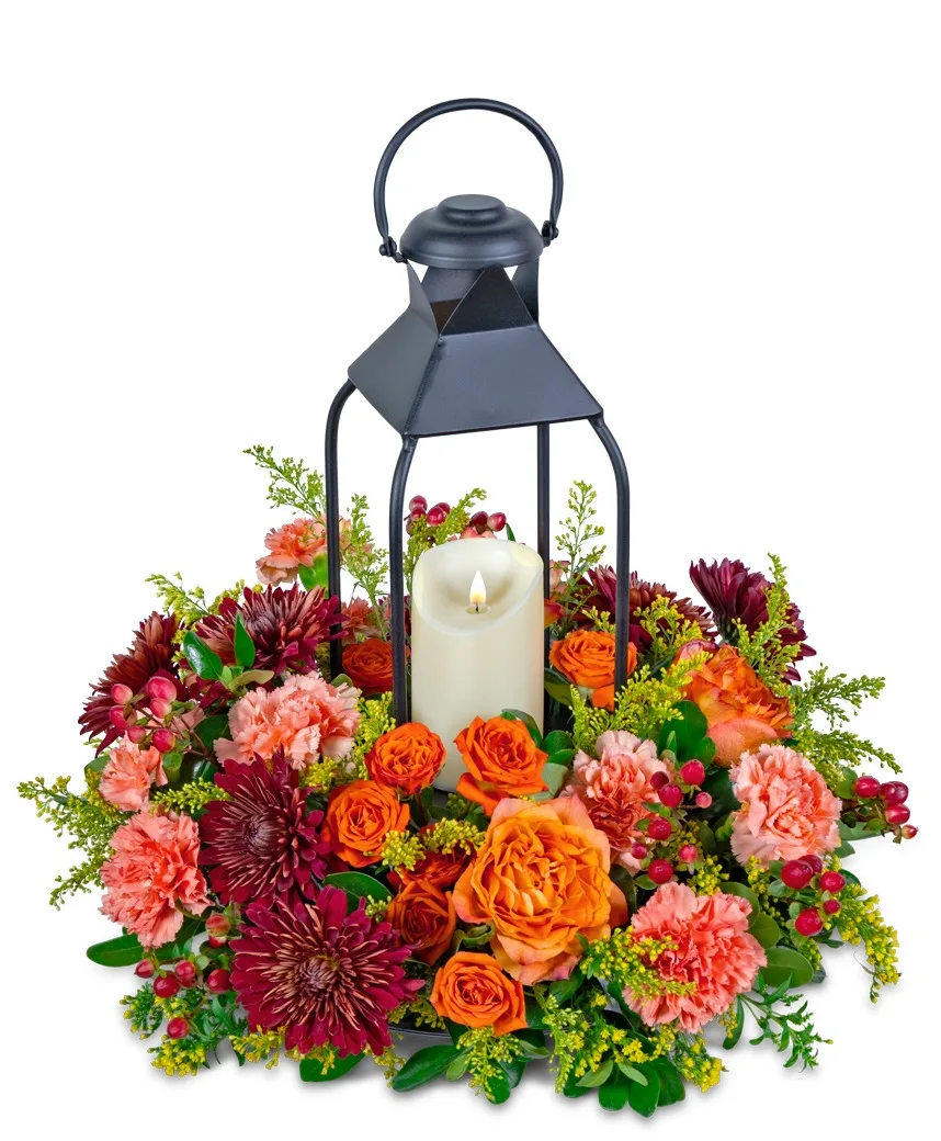 Hearthstone Glow Lantern Flower Arrangement Hearthstone Glow Lantern Flower Arrangement