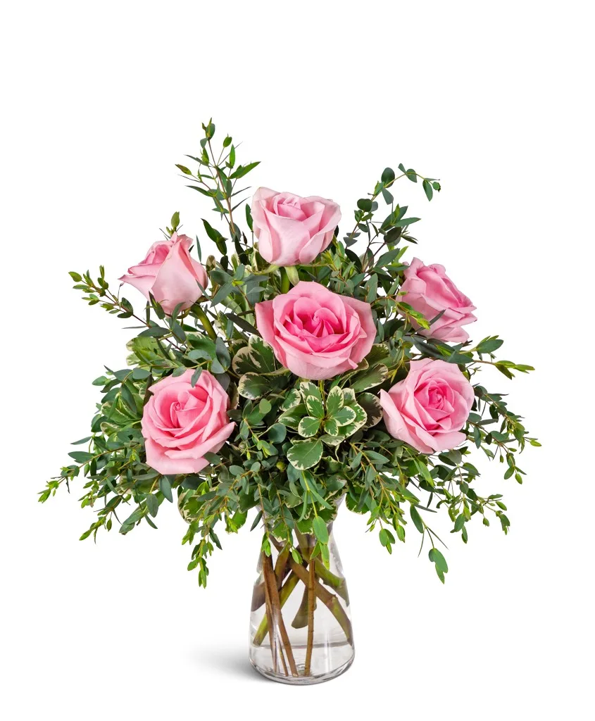 Half Dozen Pink Roses Flower Arrangement Half Dozen Pink Roses Flower Arrangement