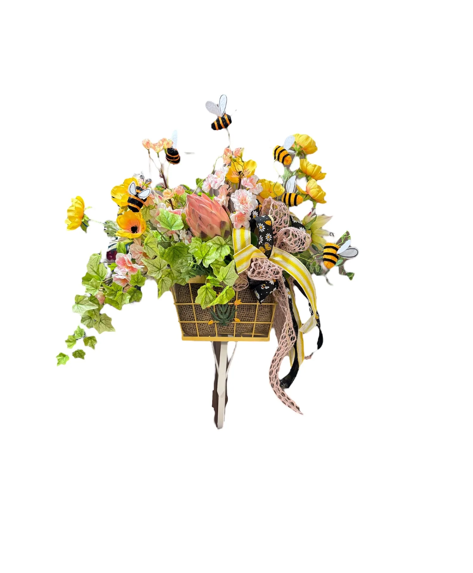 Buzzing Bees Flower Basket Permanent Decor Buzzing Bees Flower Basket Permanent Decor