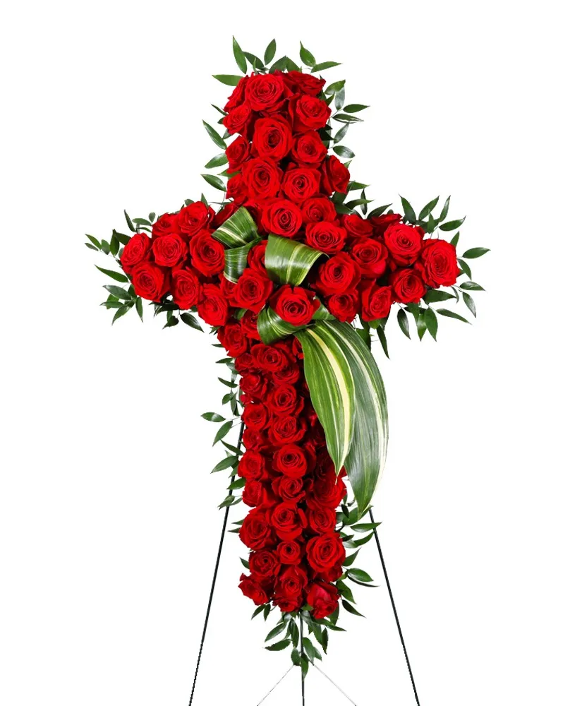 Heavenly Rose Cross Sympathy Arrangement Heavenly Rose Cross Sympathy Arrangement